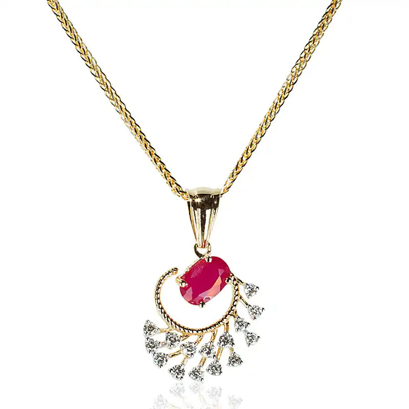 Spiral Gold Diamond Pendant Set