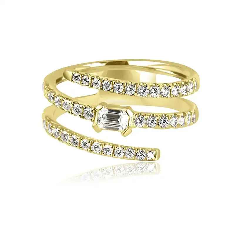 18K Yellow Gold Diamond Coil Ring
