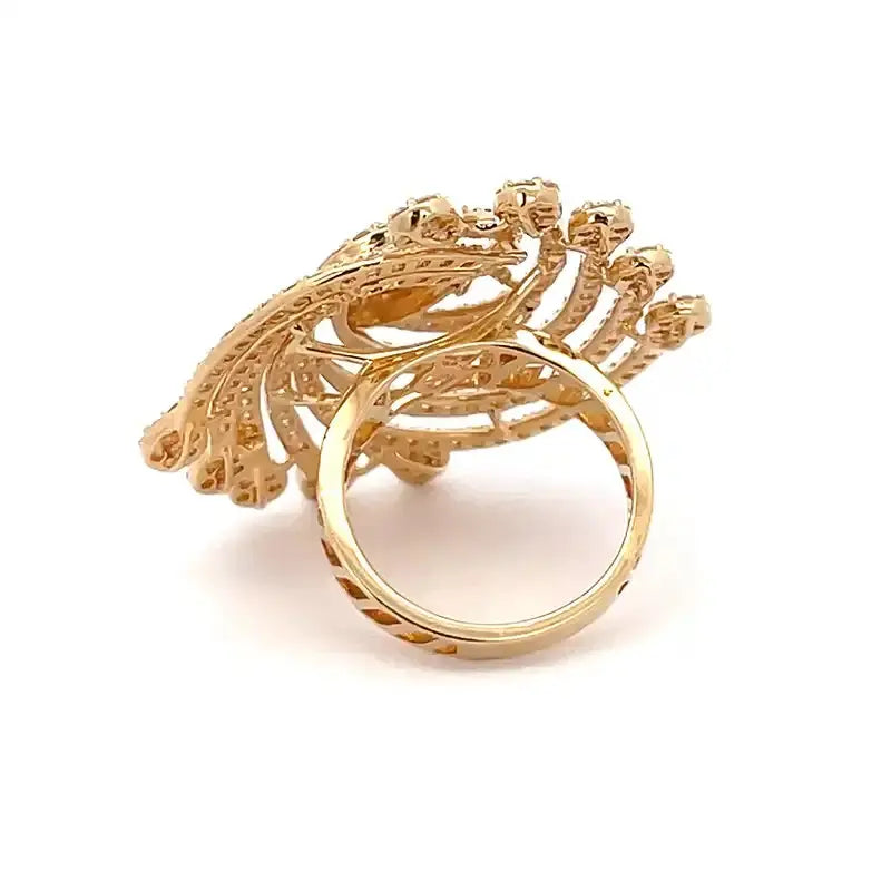 Exotic Spiral Diamond Ring in 18K Yellow Gold