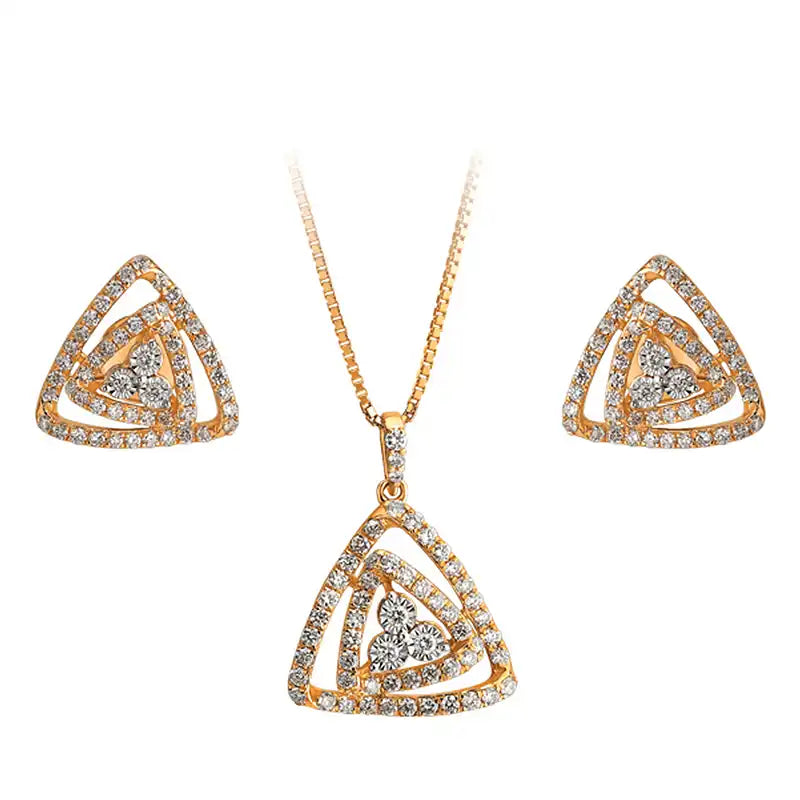 Triangle 18K Yellow Gold Diamond Earrings