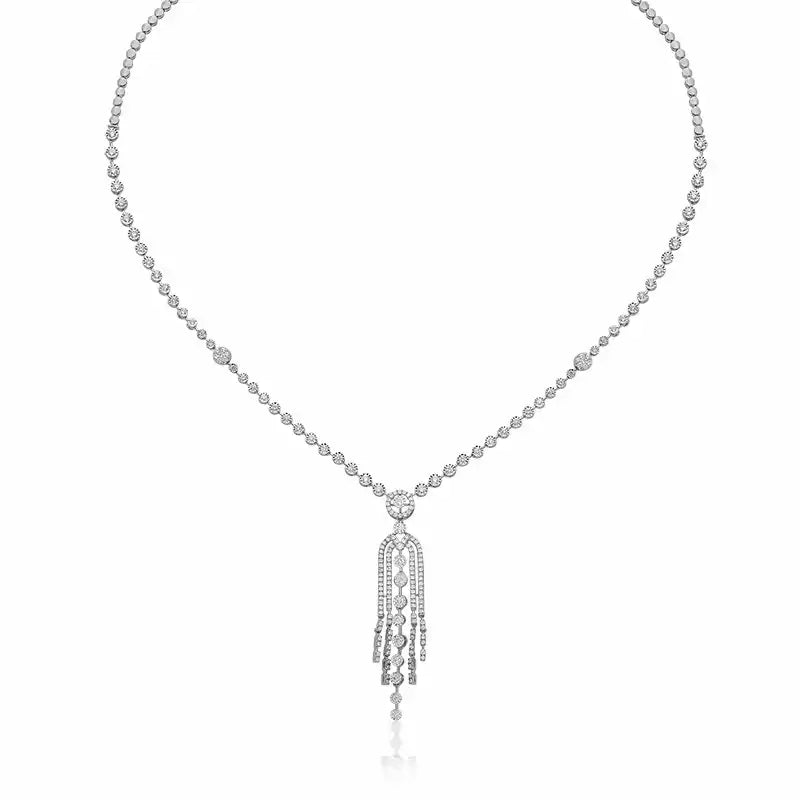 Glitzy, Cascade styled evening wear White Gold Diamond Set