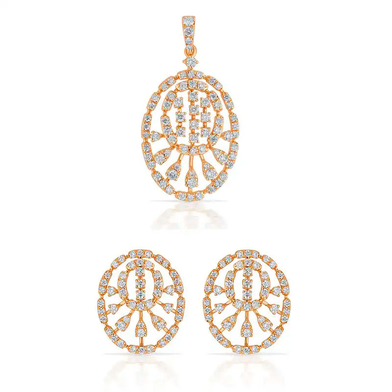 Oval Pendant Set in Rose Gold & Diamonds