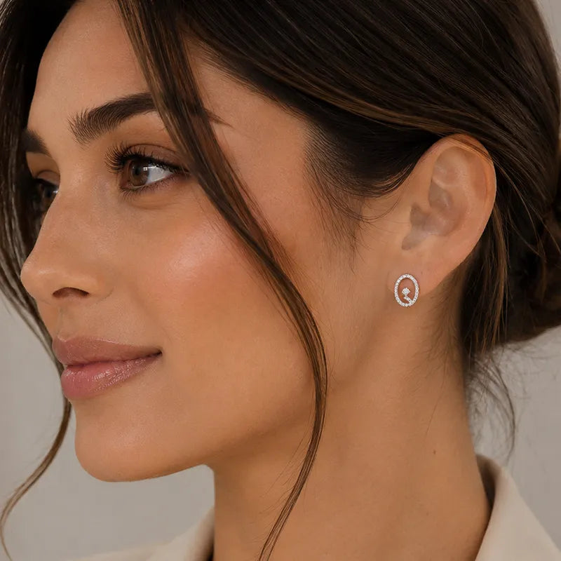 Elegant Gold Diamond Stud Earrings