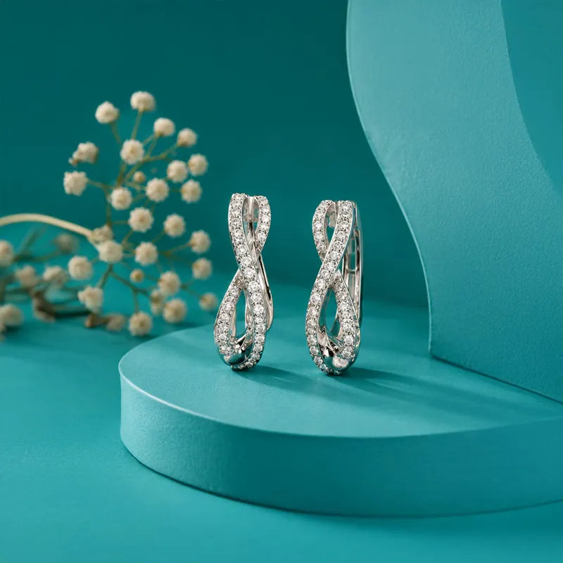 Spiral Diamond Huggies Earrings