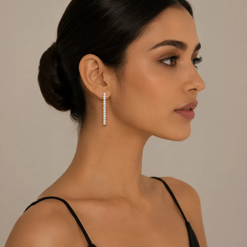 18K Yellow Gold Diamond Hanging Earrings