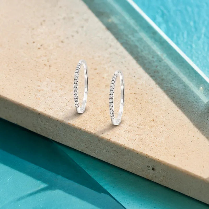 18K Gold Diamond Hoop Earrings
