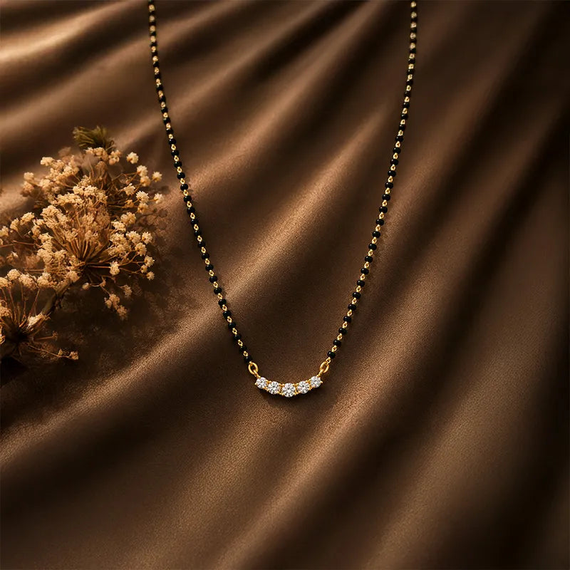 Elegant Everyday Wear Mangalsutra in 18K Yellow Gold and Diamond