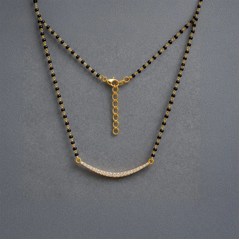 Minimalist 18K White Gold Diamond Mangalsutra Necklace for Women with Timeless Appeal