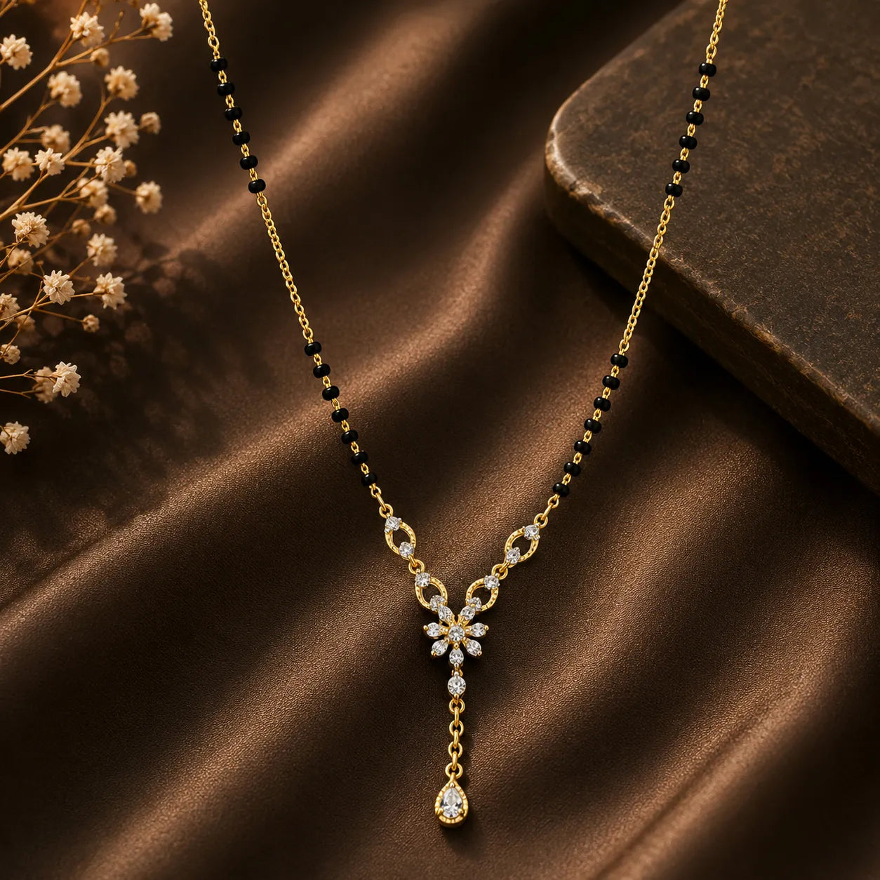 Cascading 18K Yellow Gold Diamond Mangalsutra Necklace