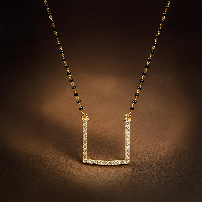 Elegant 18K Yellow Gold Diamond Mangalsutra Necklace for Timeless Appeal