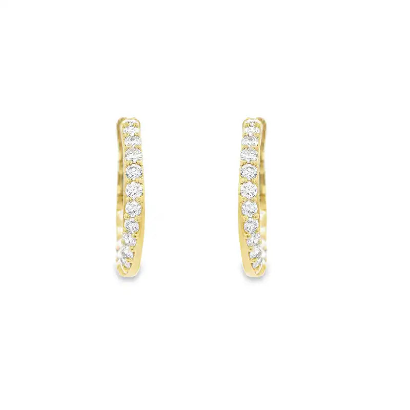 18K Gold Diamond Huggies Earrings