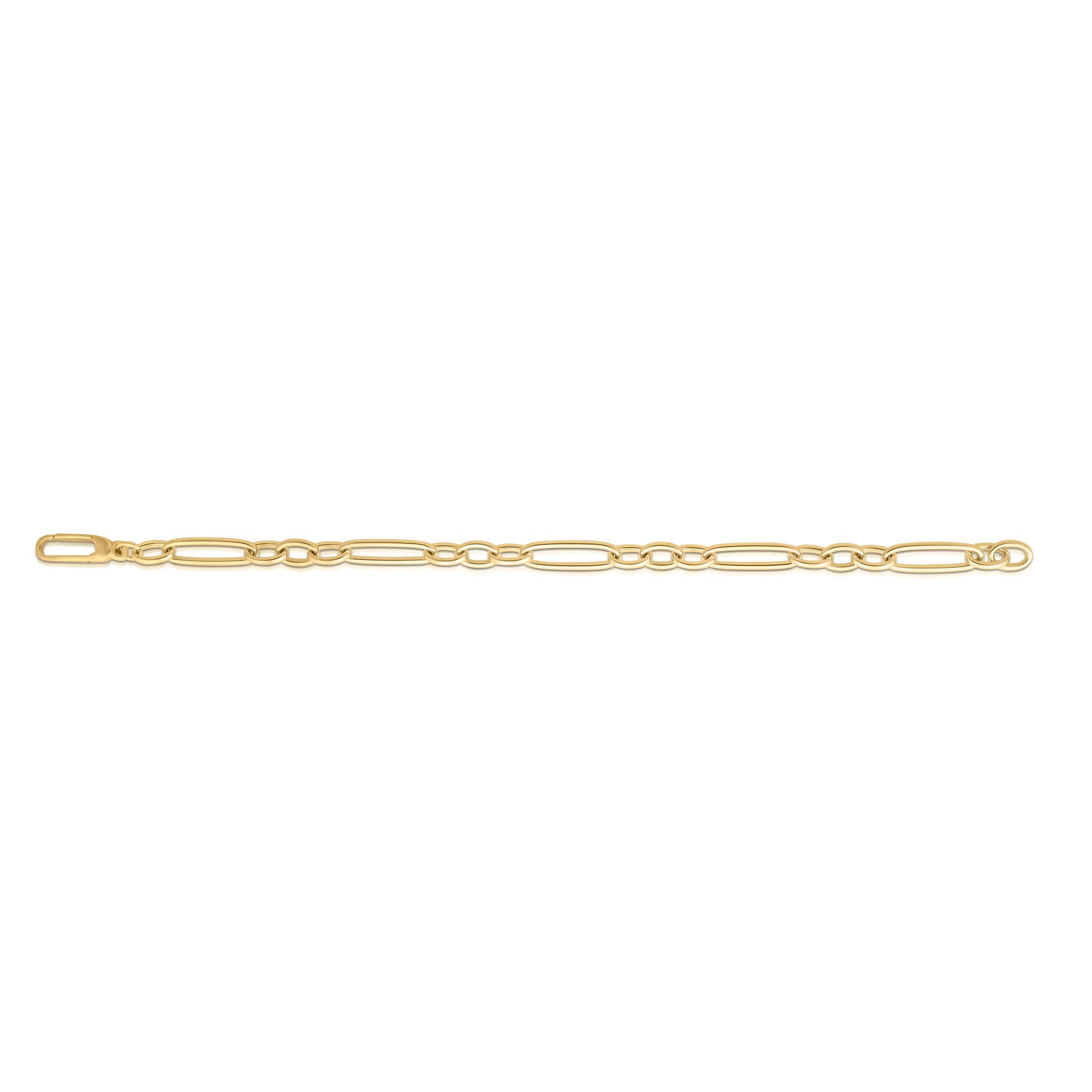 18K YELLOW DESIGNER GOLD ALTERNATING LONG & SHORT OVAL LINK BRACELET