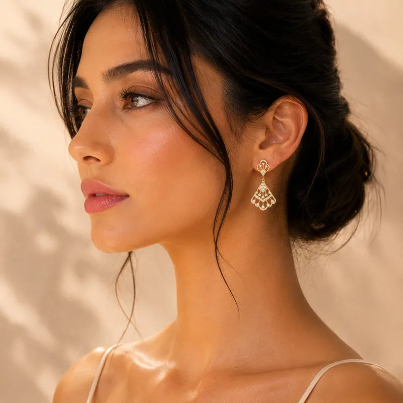 Elegant Gold Earrings with Diamonds