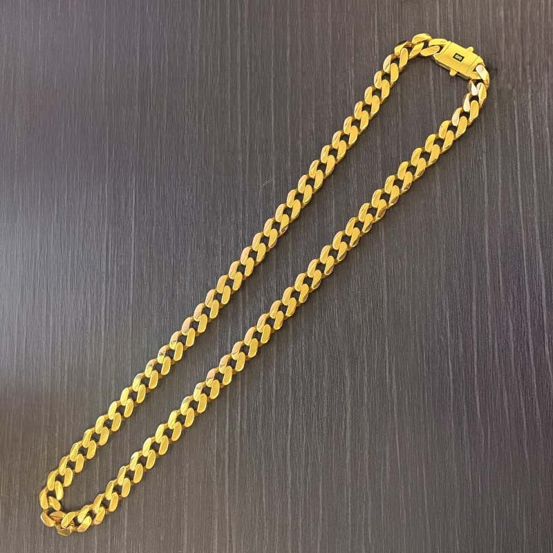 Elegant 22K Yellow Gold Cuban Chain Necklace 26 Inch for Men