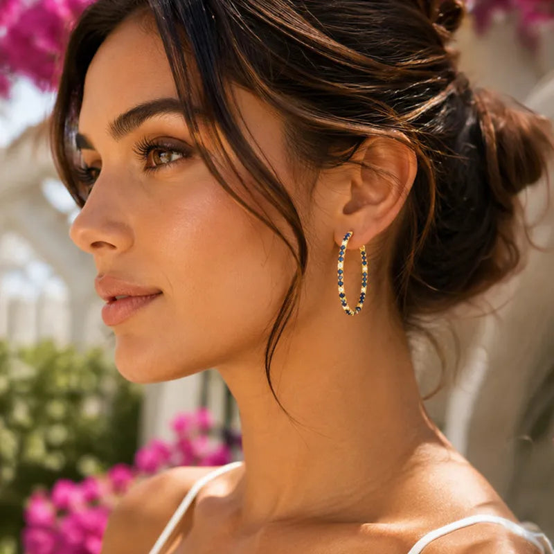 Elegant Gold Diamond Hoop Earrings