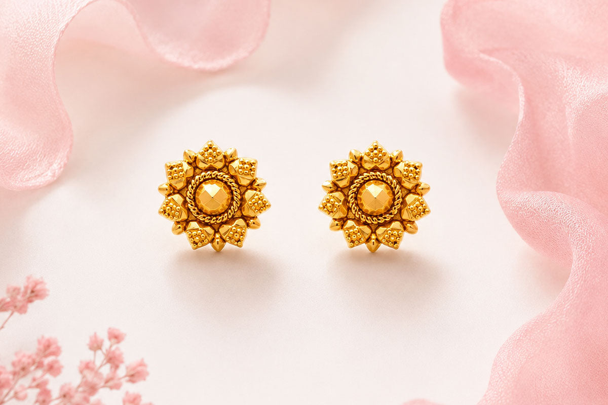 Mini Gold Stud Earrings For Daily Wear