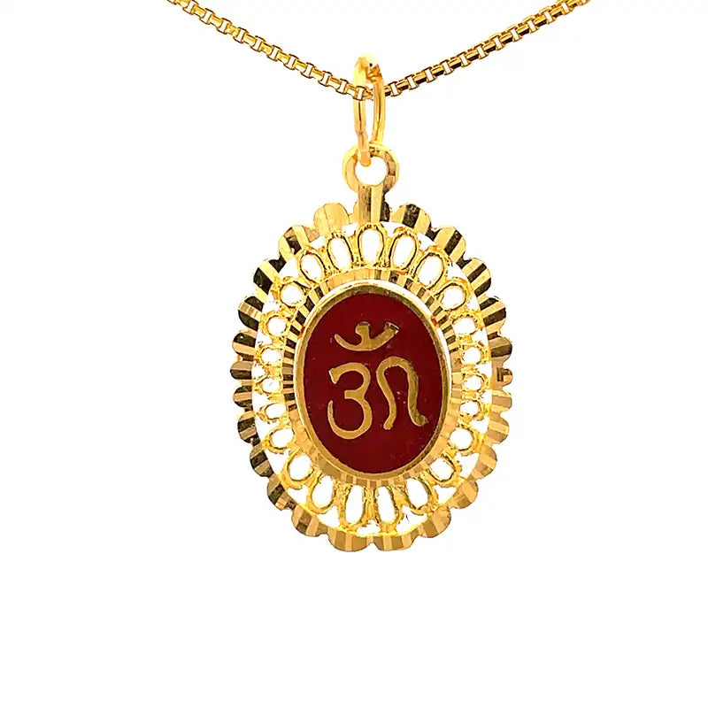 Om Pendant, Oval in 22K Gold