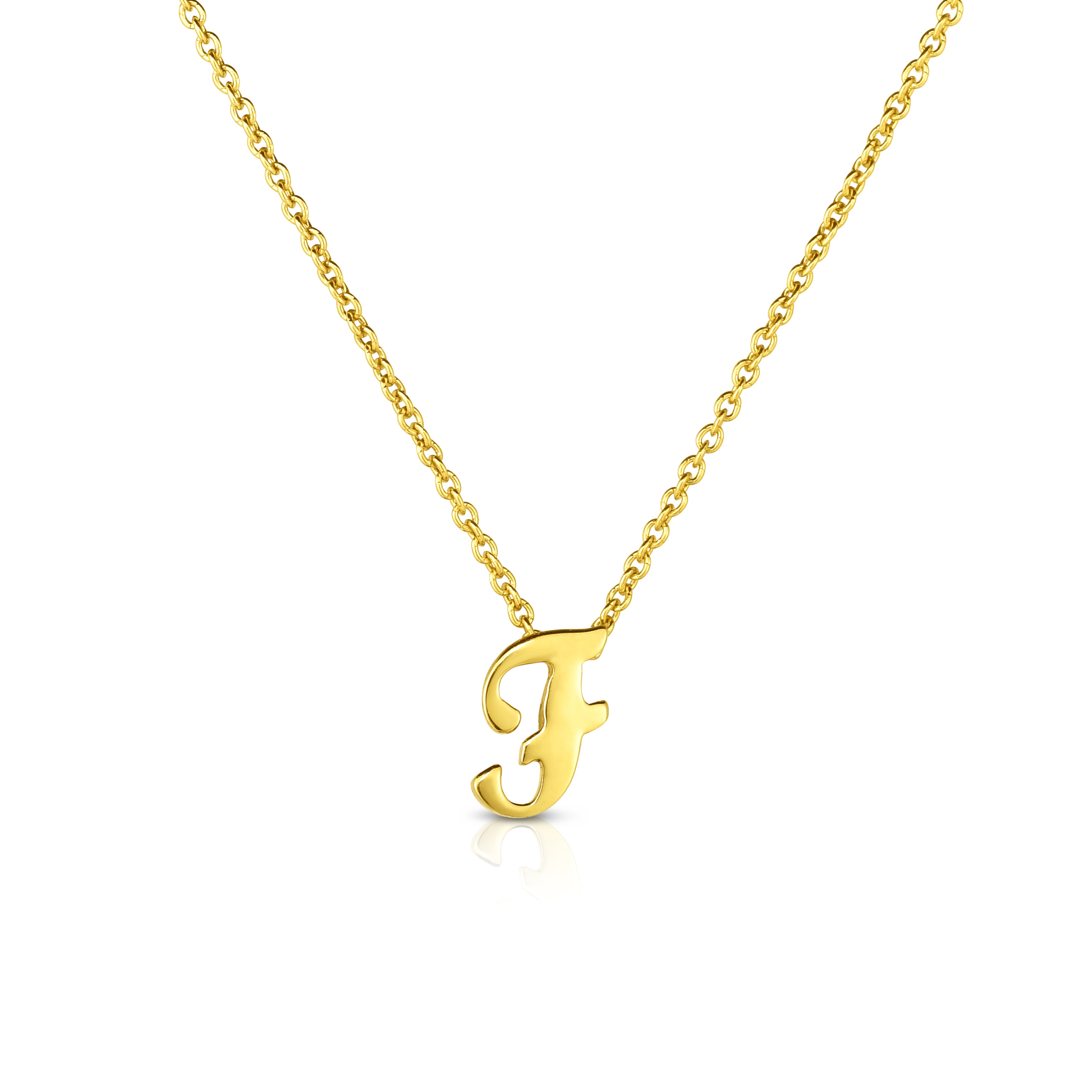 18K YELLOW GOLD TINY TREASURES SCRIPT INITIAL 'F' NECKLACE