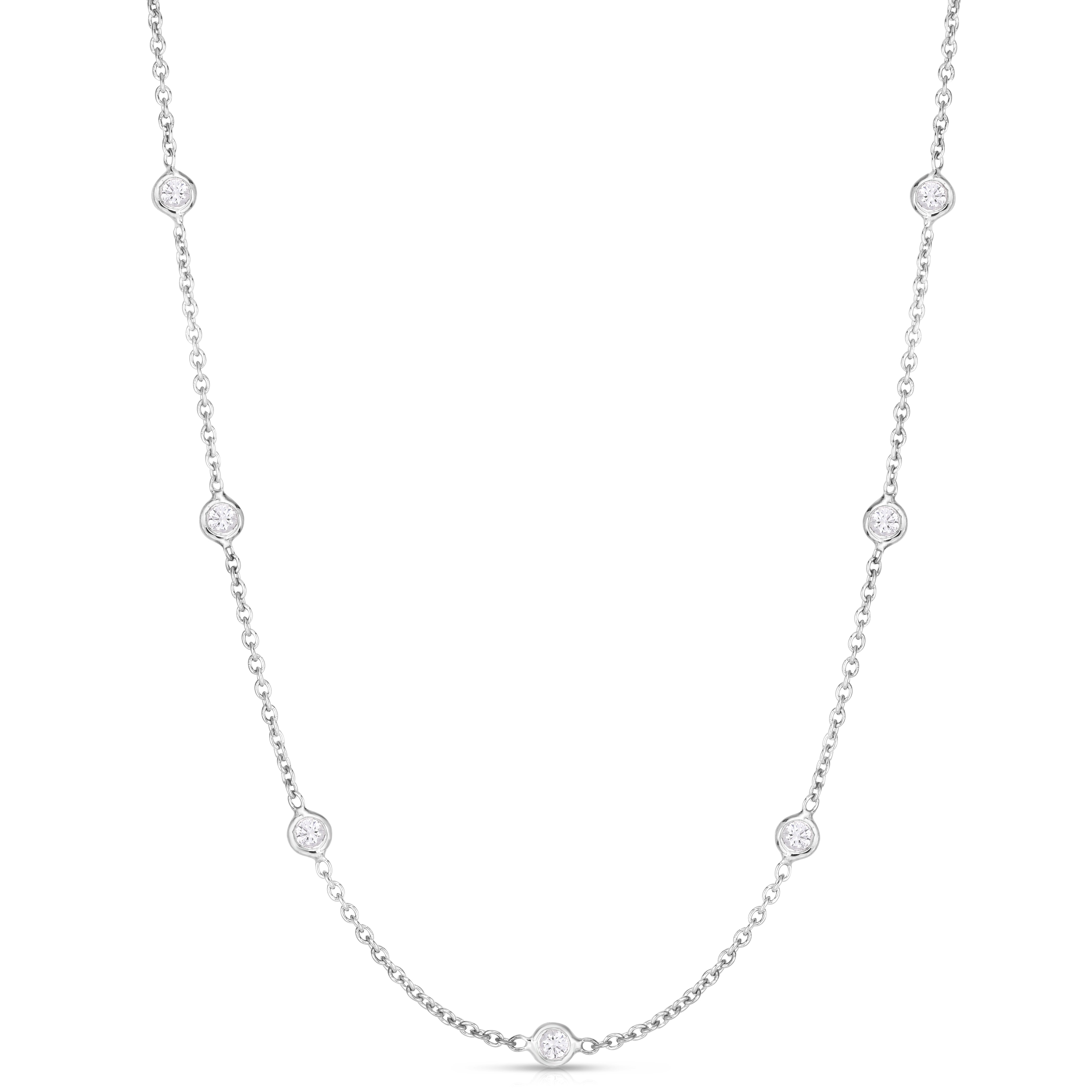 18K WHITE GOLD DIAMONDS BY THE INCH 13 STATION 16 INCH NECKLACE