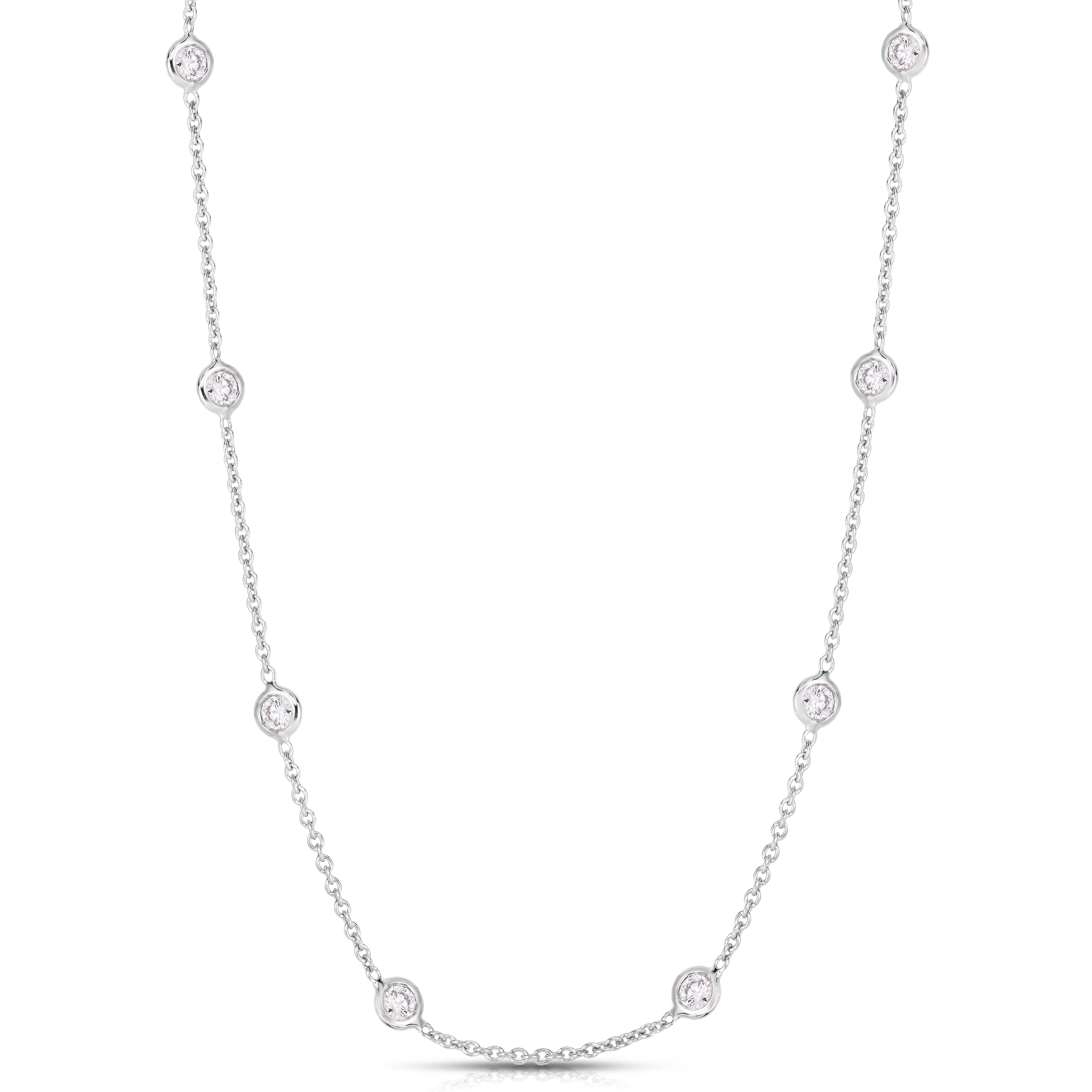 18K WHITE GOLD DIAMONDS BY THE INCH 15 STATION 18 INCH NECKLACE