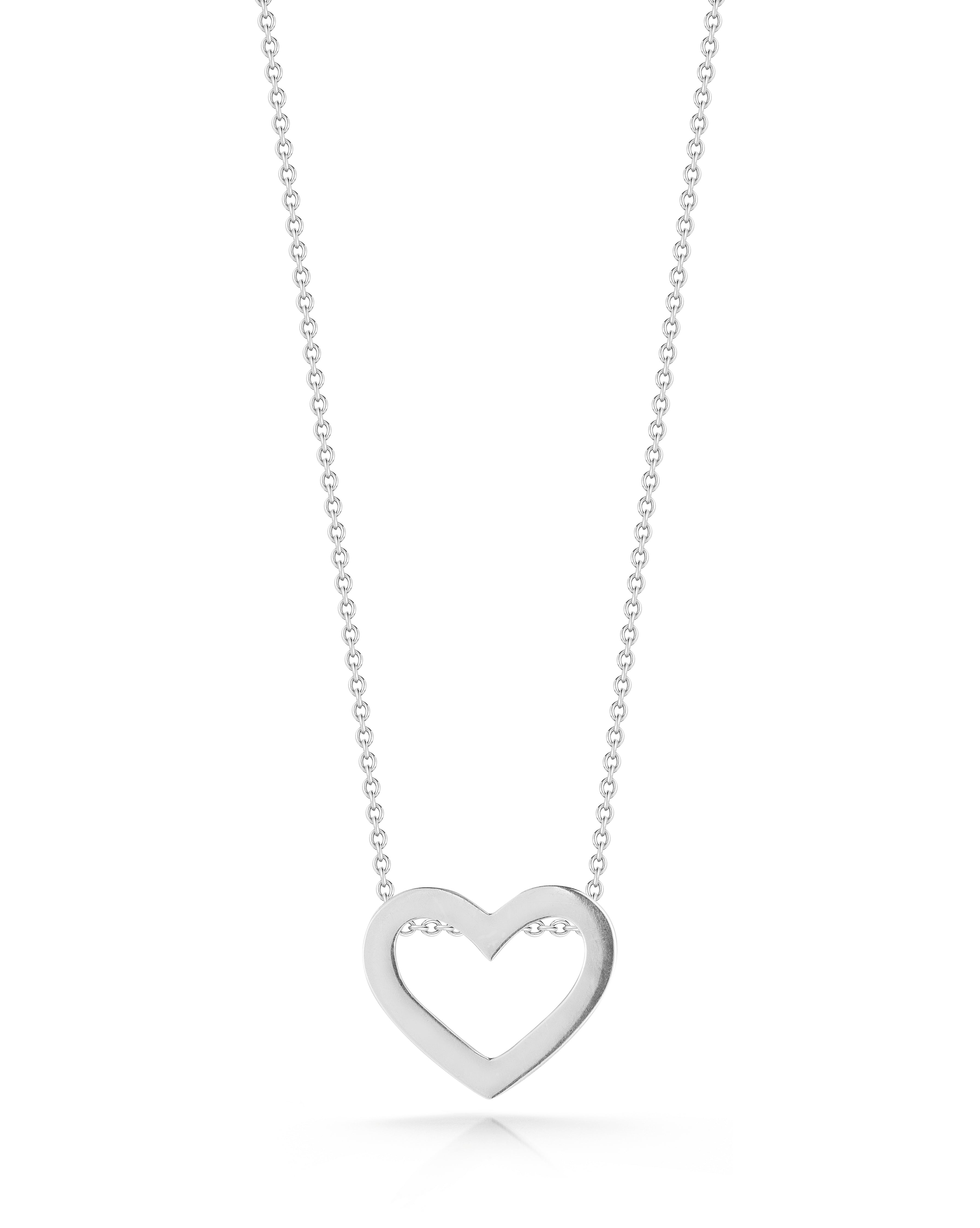 18K WHITE GOLD TINY TREASURES HEART OUTLINE NECKLACE
