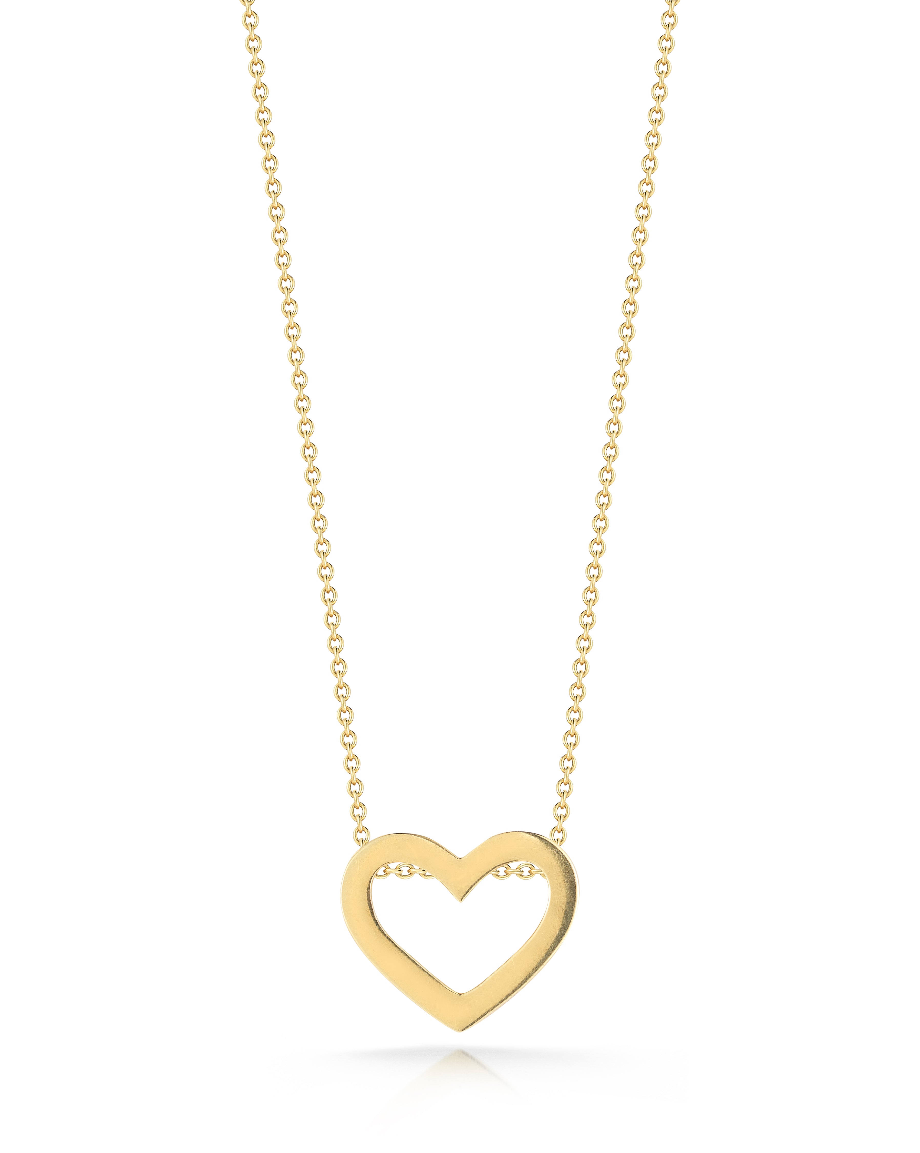 18K YELLOW GOLD TINY TREASURES HEART OUTLINE NECKLACE
