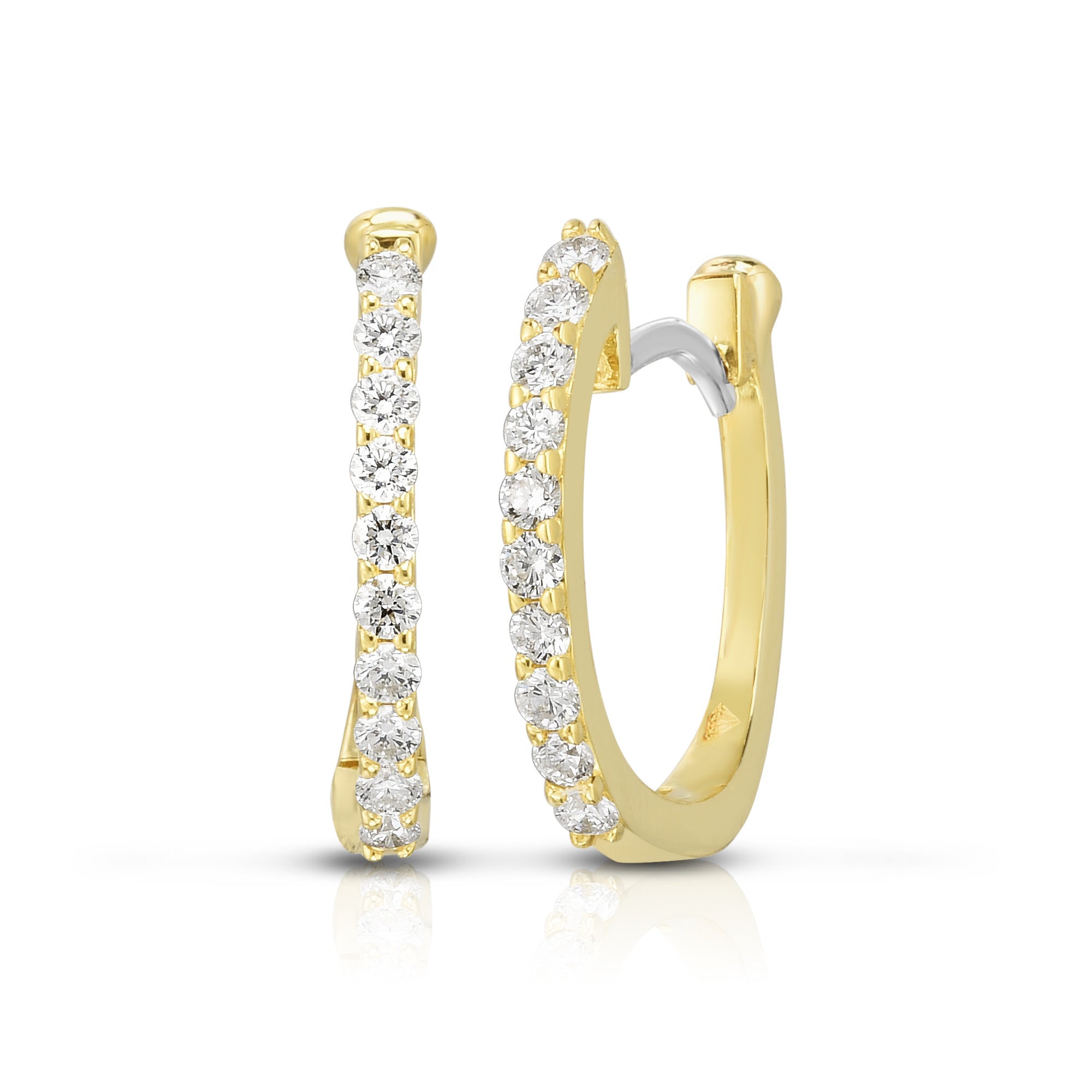 18K YELLOW GOLD PERFECT DIAMOND HOOP® PAVE DIAMOND HUGGY EARRINGS