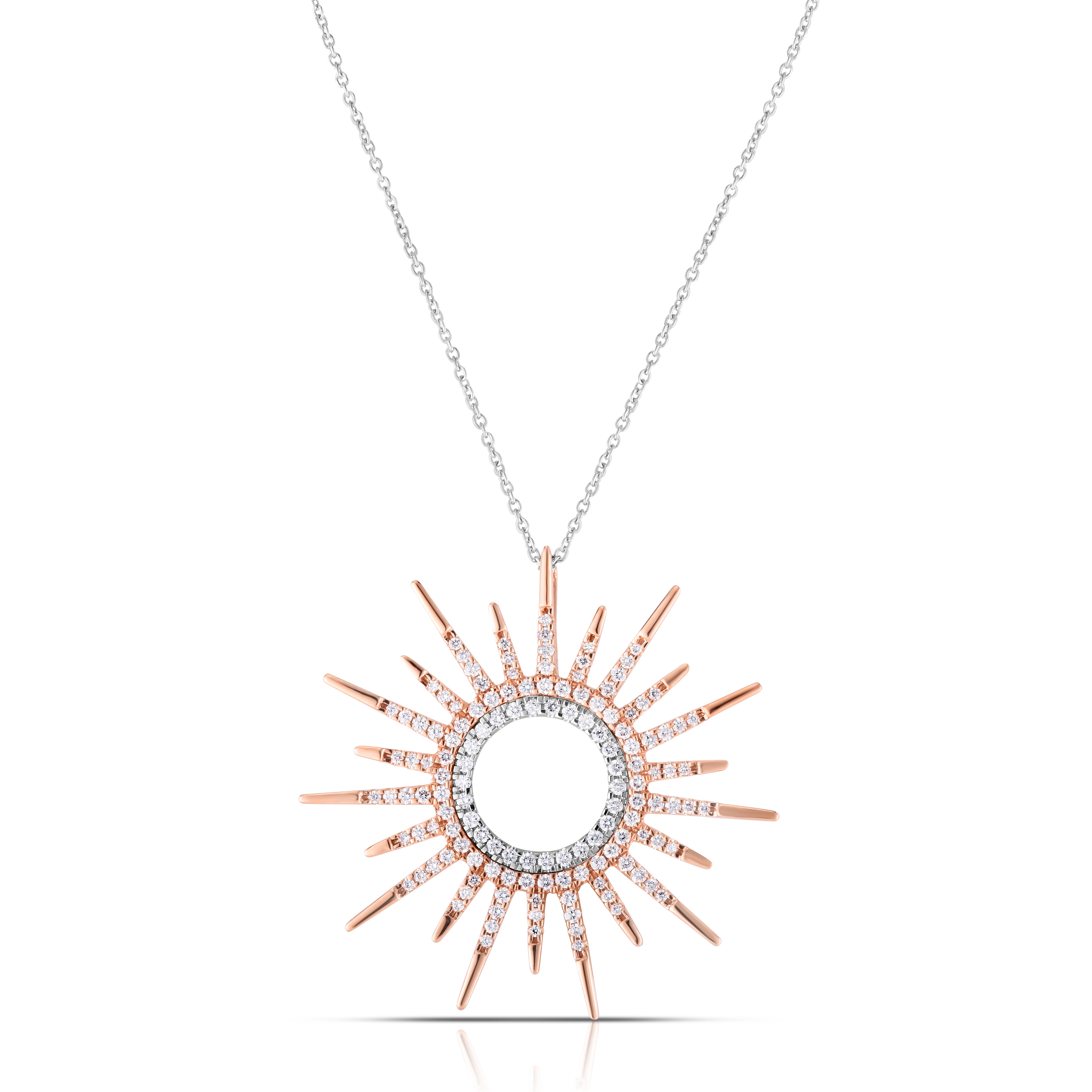 18K WHITE/ROSE GOLD TINY TREASURES LARGE DIAMOND SUN NECKLACE