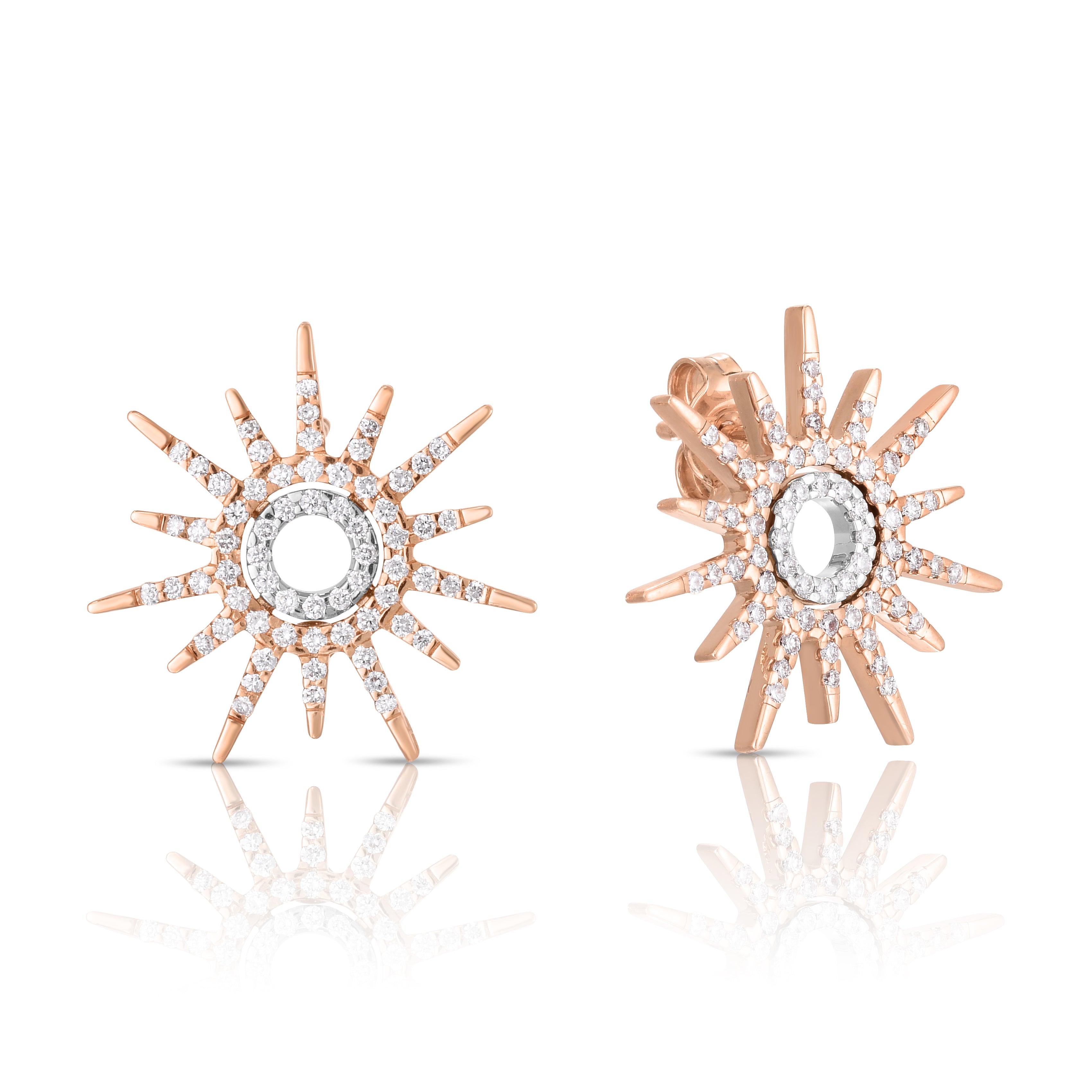 18K WHITE/ROSE GOLD TINY TREASURES LARGE DIAMOND SUN STUD EARRINGS