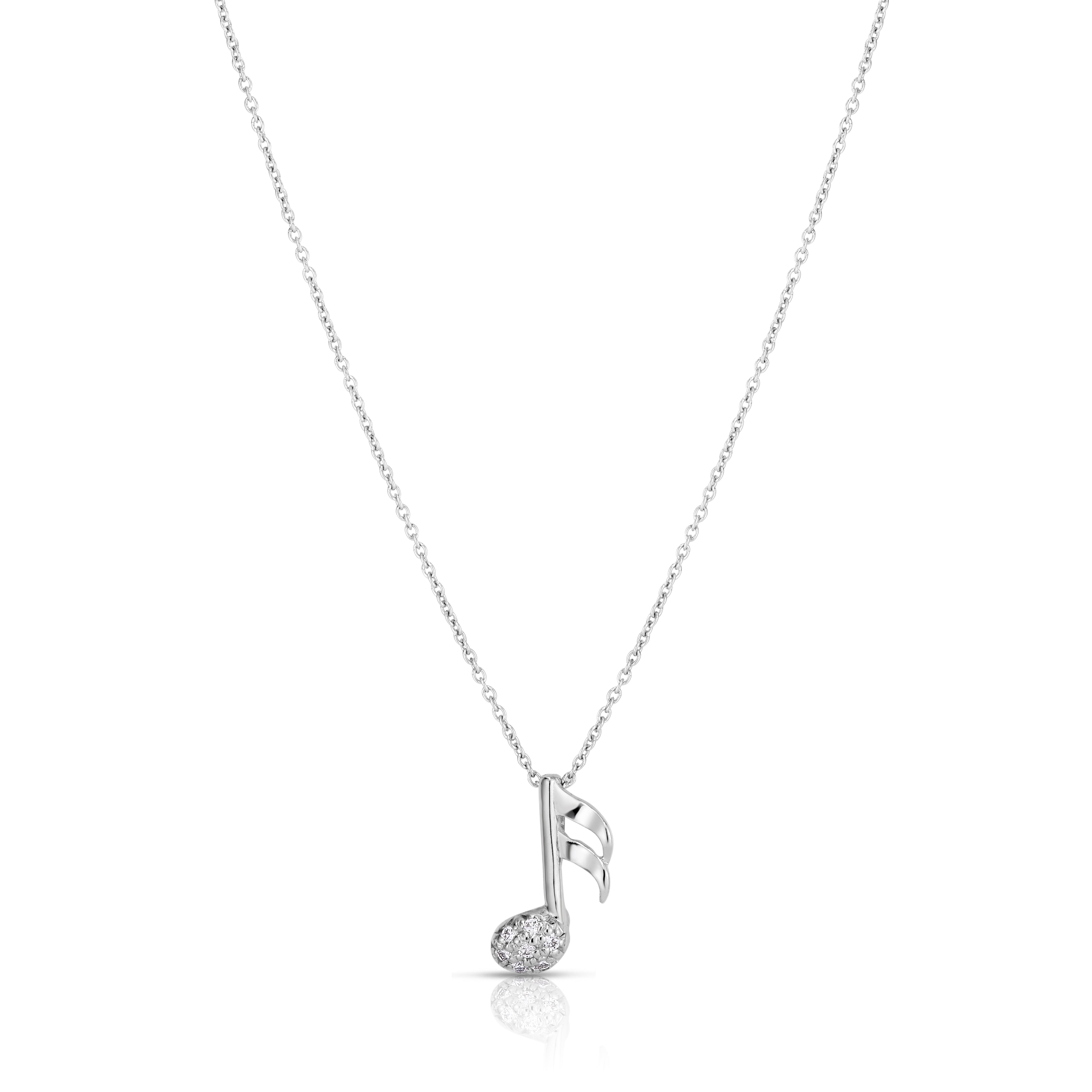 18K WHITE GOLD TINY TREASURES DIAMOND MUSIC NOTE NECKLACE
