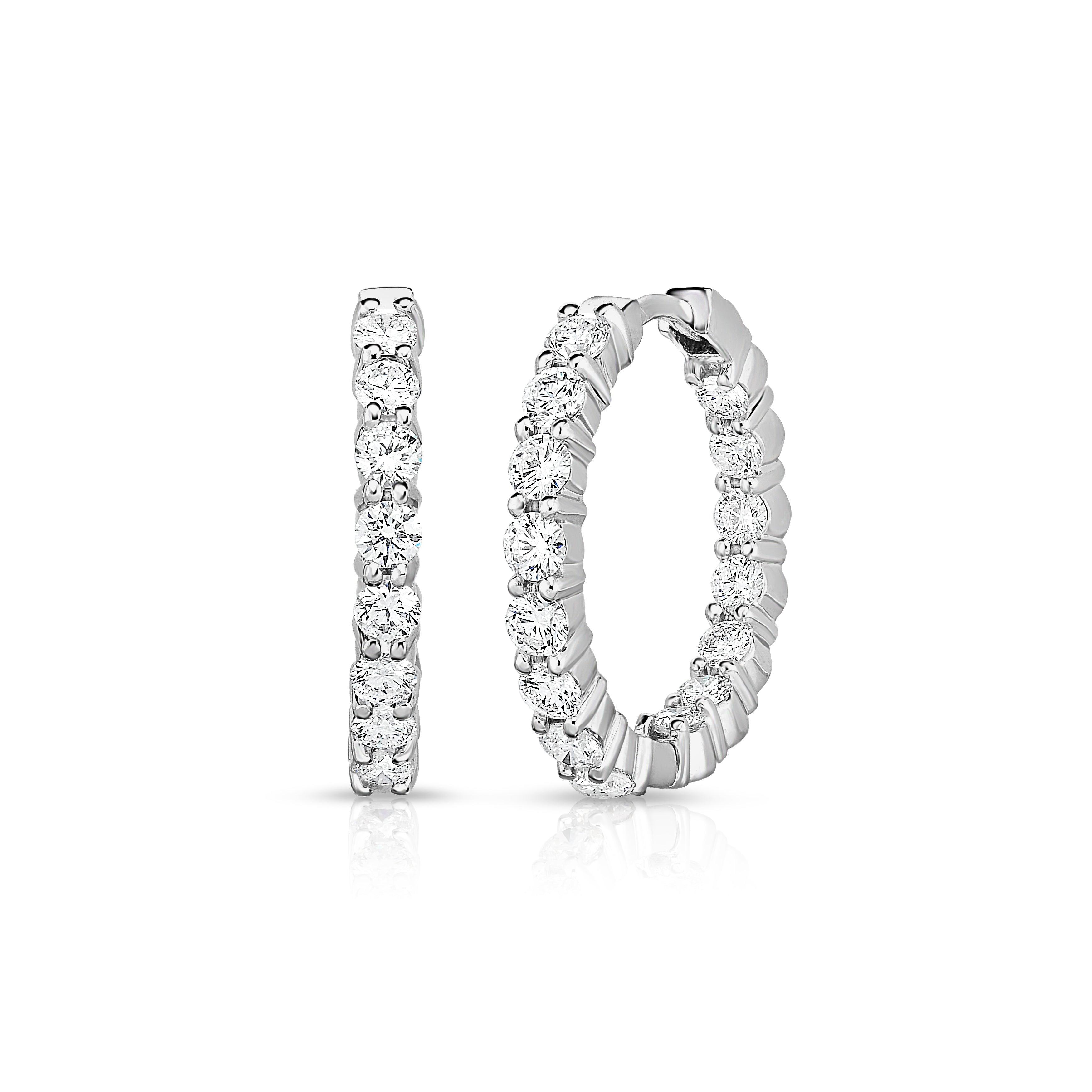 18K WHITE GOLD THE PERFECT DIAMOND HOOP® INSIDE OUTSIDE EARRINGS