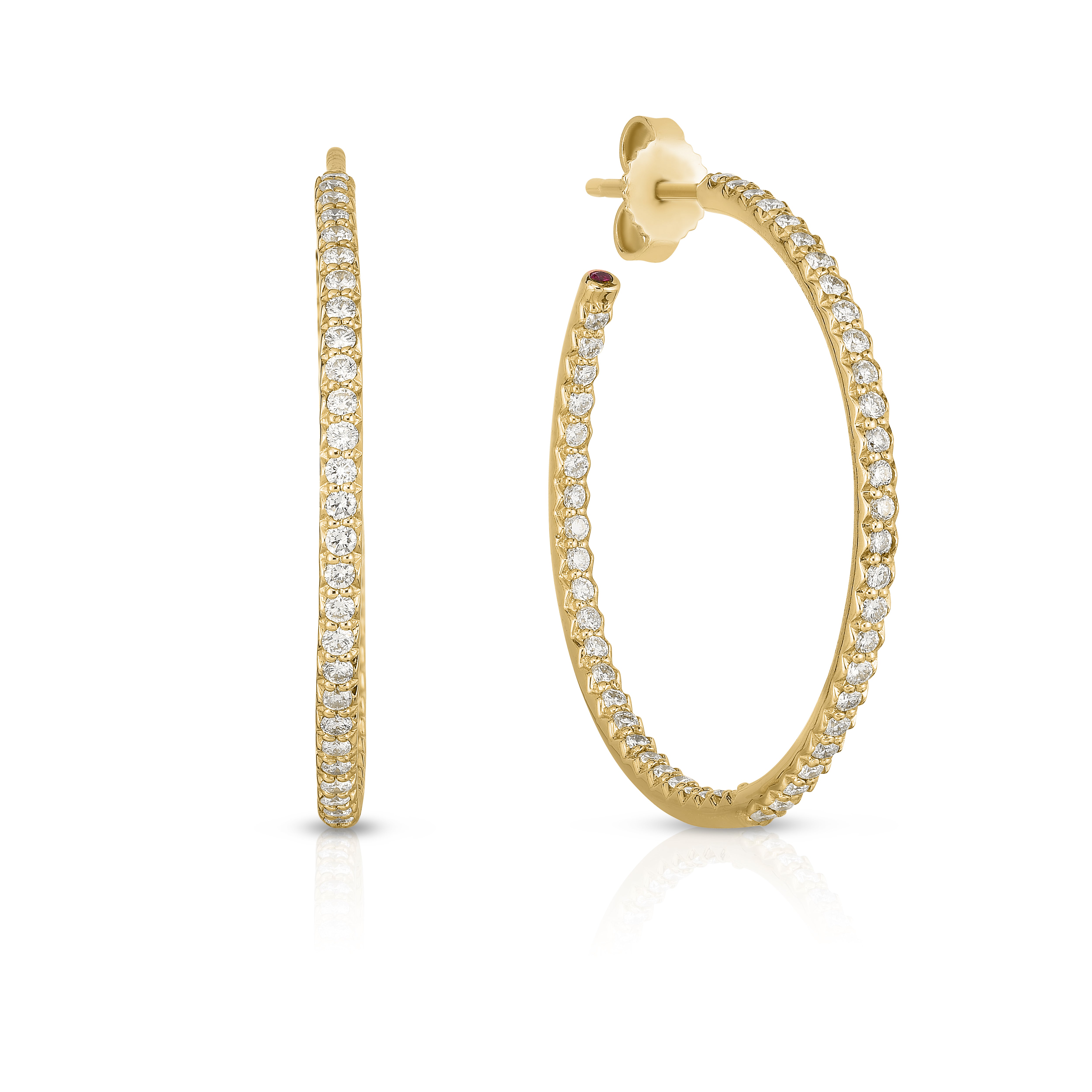 18K YELLOW GOLD THE PERFECT DIAMOND HOOP® LARGE INSIDE OUTSIDE OPEN BACK EARRINGS