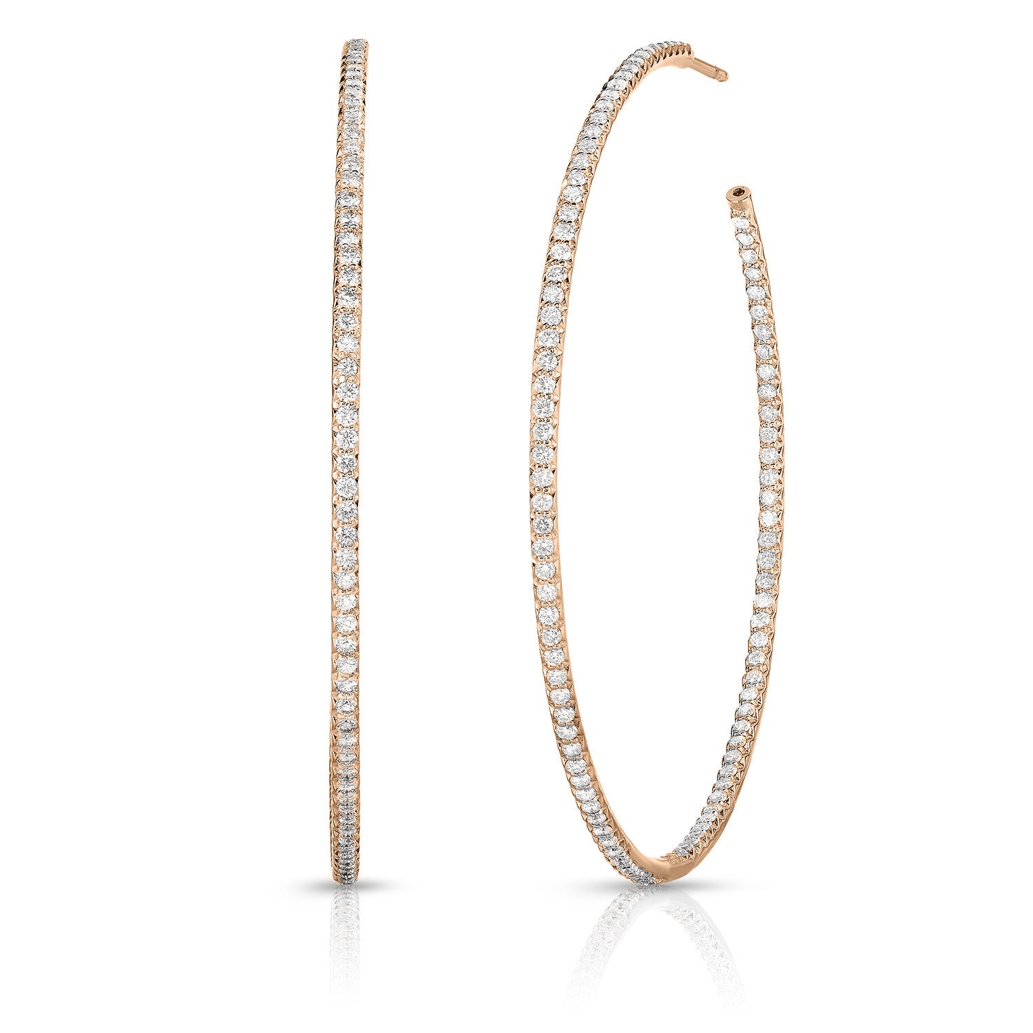 18K ROSE GOLD THE PERFECT DIAMOND HOOP® XXX LARGE INSIDE OUTSIDE OPEN BACK EARRINGS