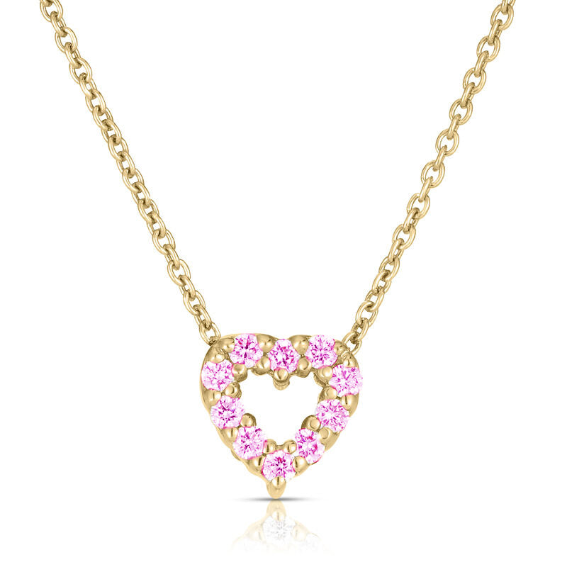 18K YELLOW GOLD TINY TREASURES DIAMOND & PINK SAPPHIRE REVERSIBLE HEART NECKLACE