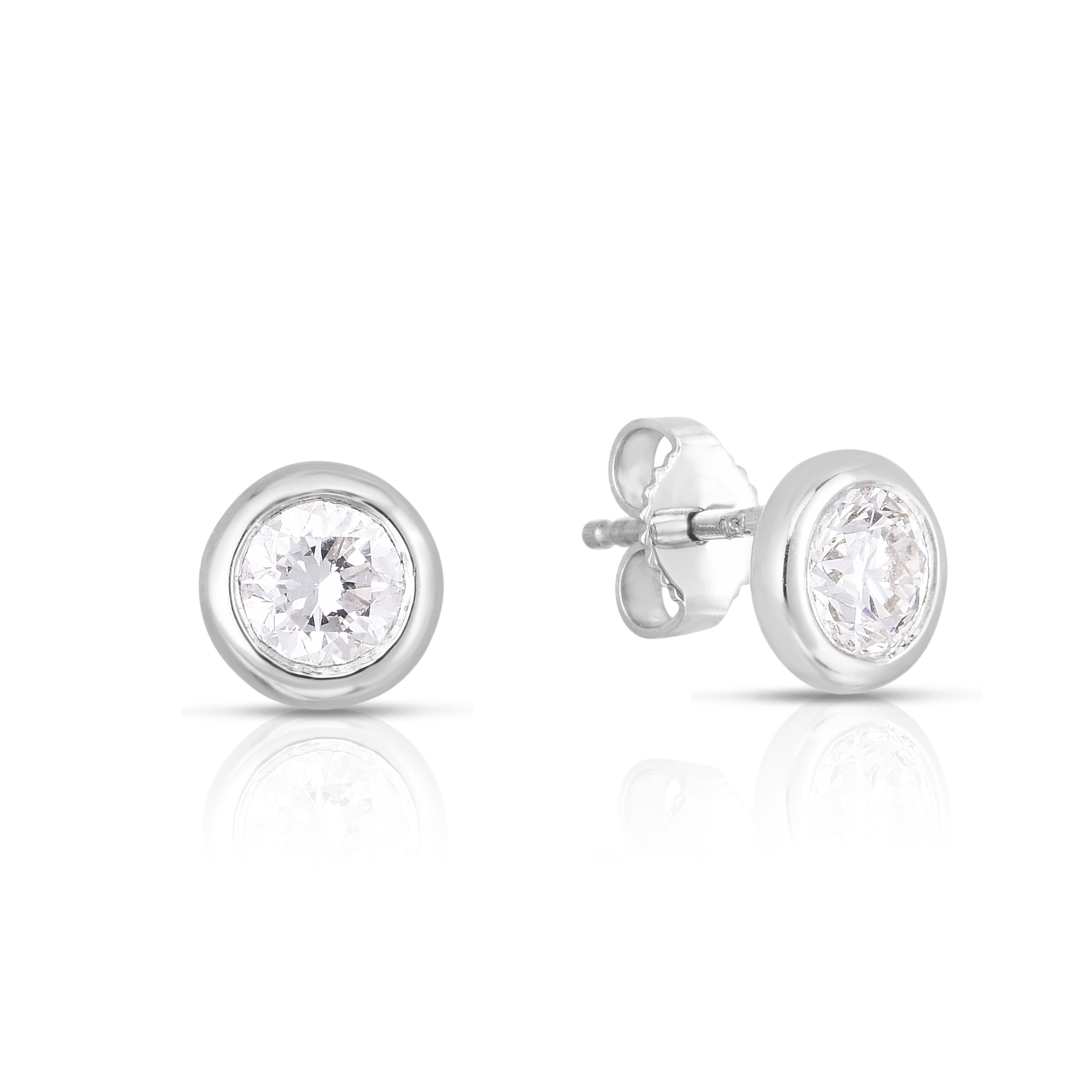 18K WHITE GOLD TINY TREASURES LARGE BEZEL STUD EARRINGS