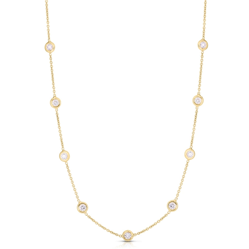 18K YELLOW GOLD DIAMONDS BY INCH 13 STATION 16 INCH NECKLACE