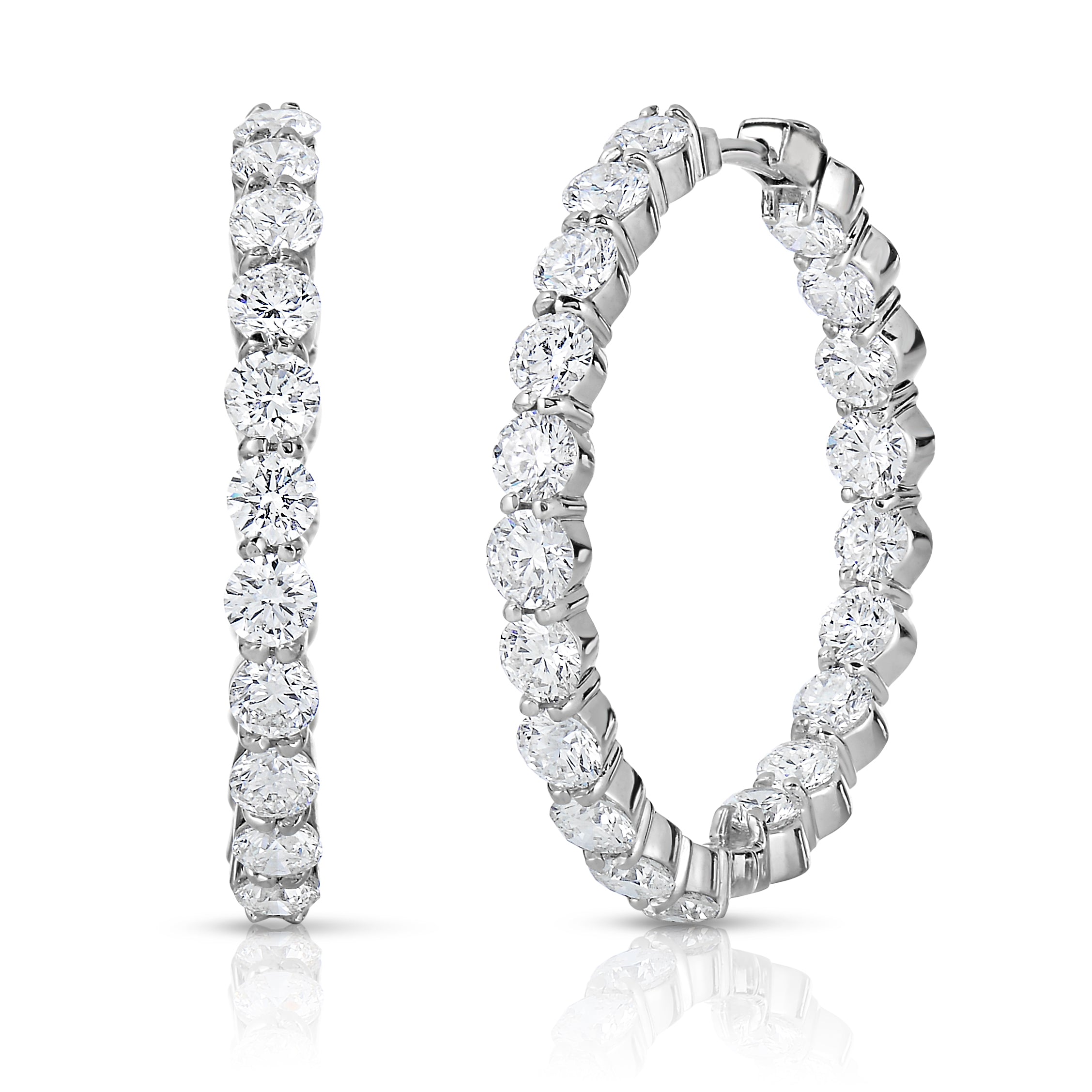 18K WHITE GOLD THE PERFECT DIAMOND HOOP® INSIDE OUTSIDE EARRINGS