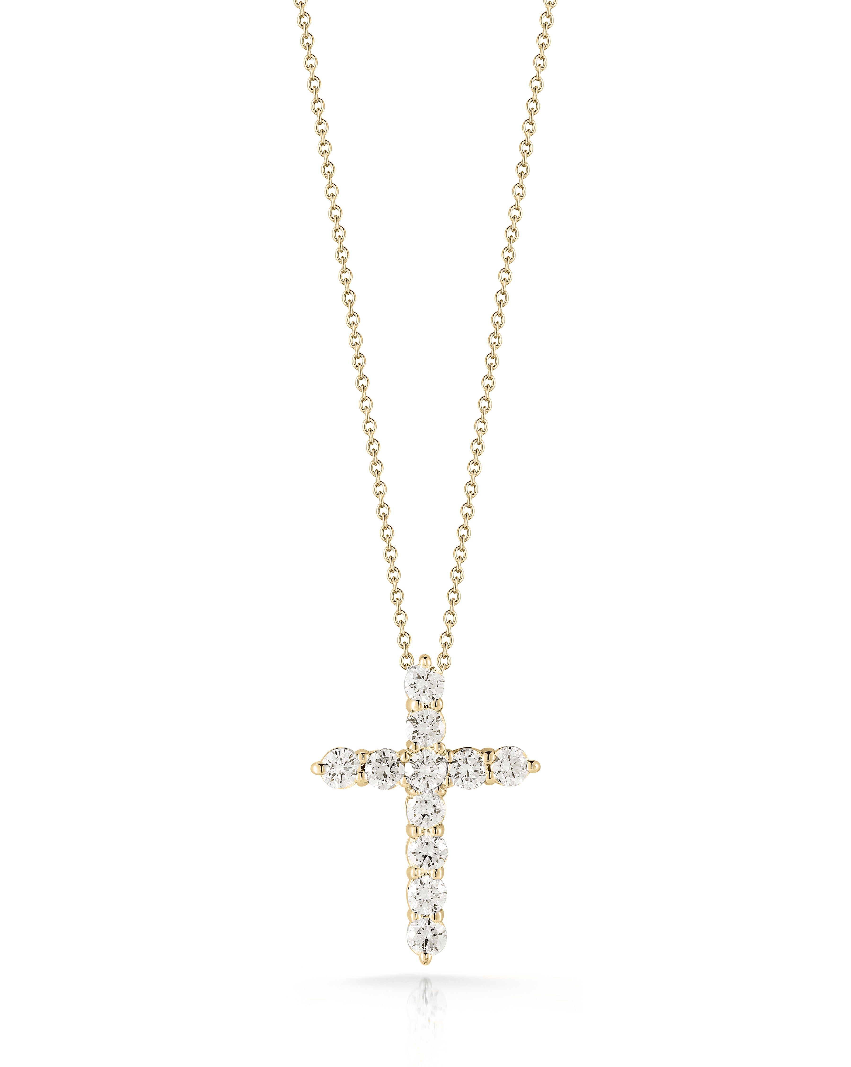 18K YELLOW GOLD TINY TREASURES DIAMOND CROSS NECKLACE