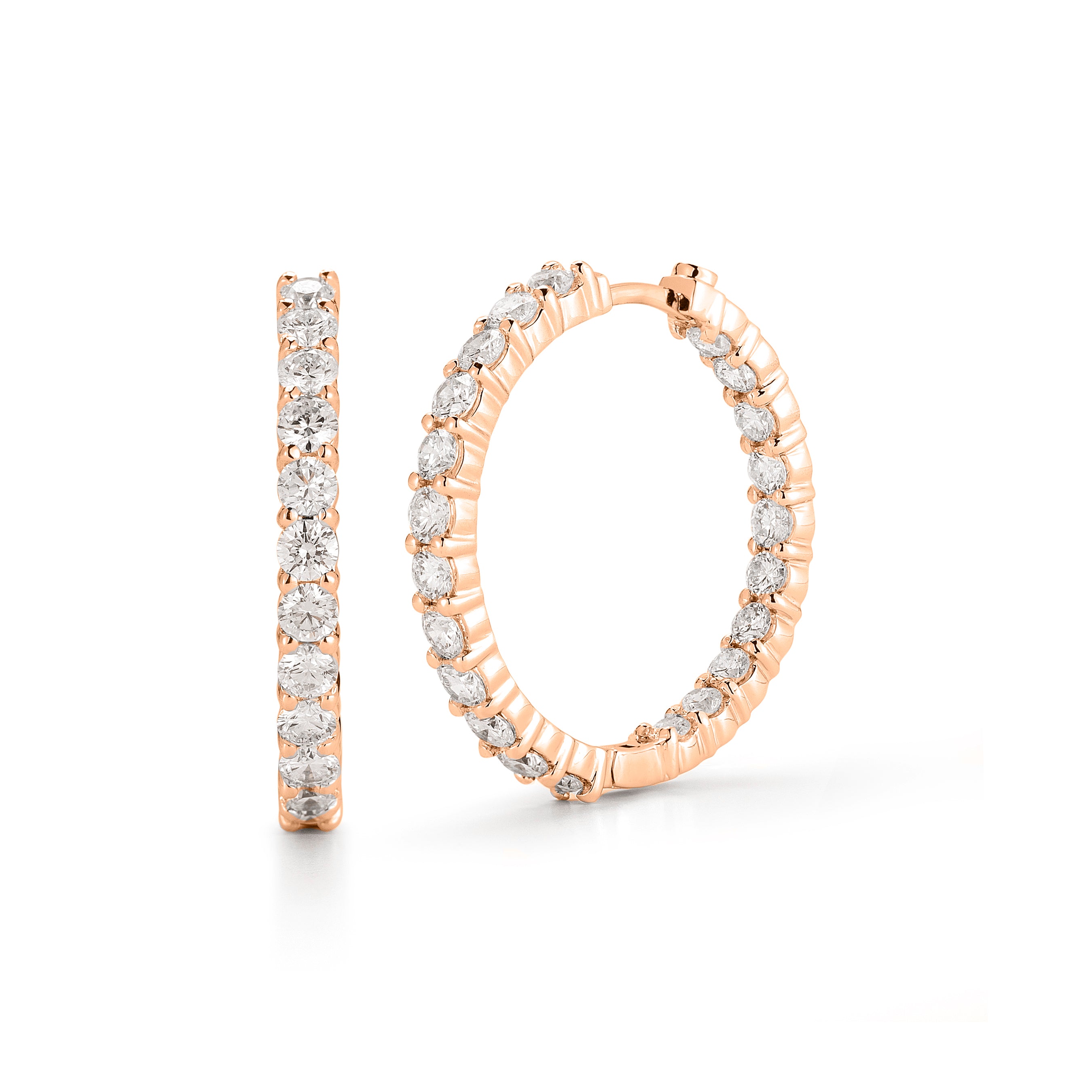 18K ROSE GOLD THE PERFECT DIAMOND HOOP® INSIDE OUTSIDE EARRINGS