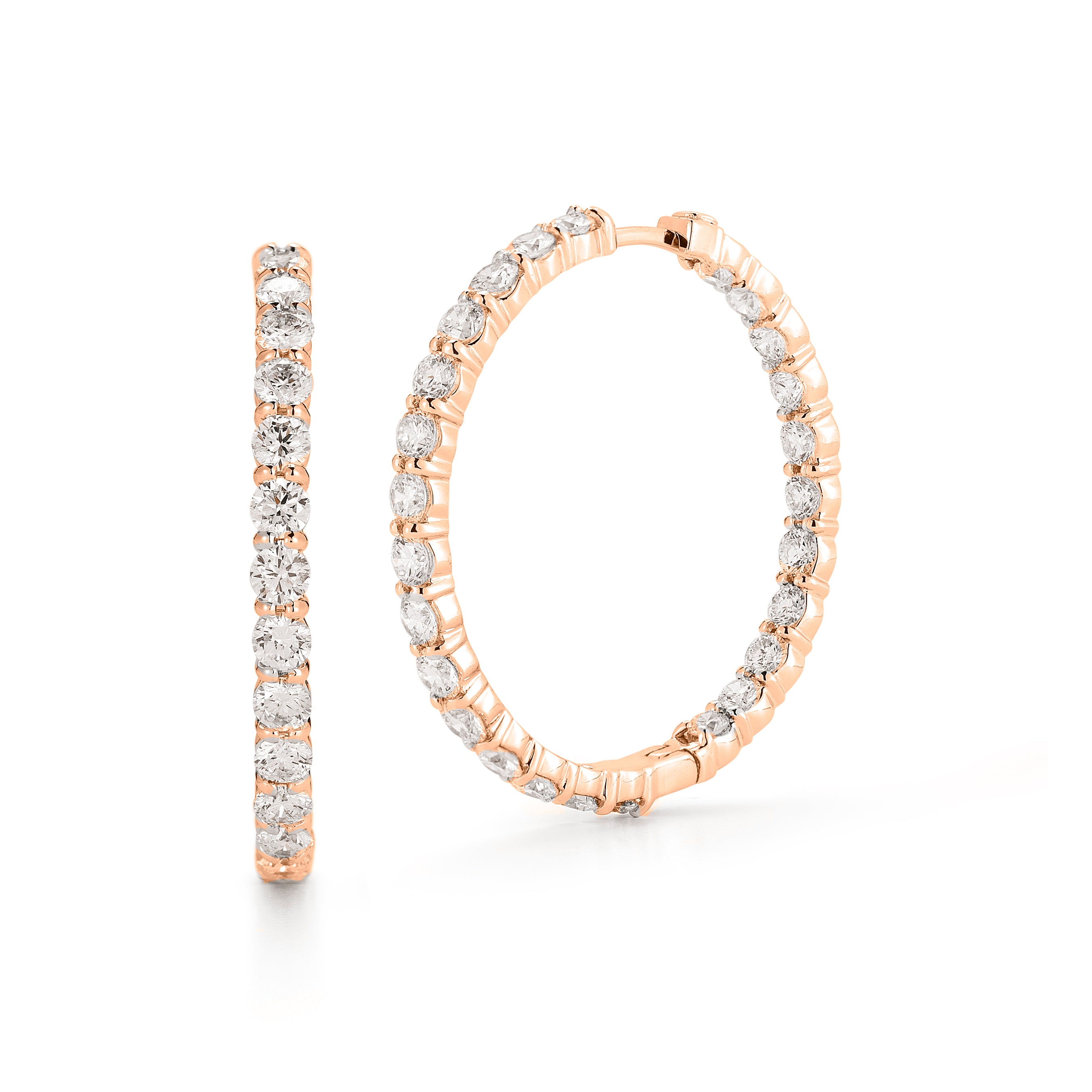 18K ROSE GOLD THE PERFECT DIAMOND HOOP® INSIDE OUTSIDE EARRINGS