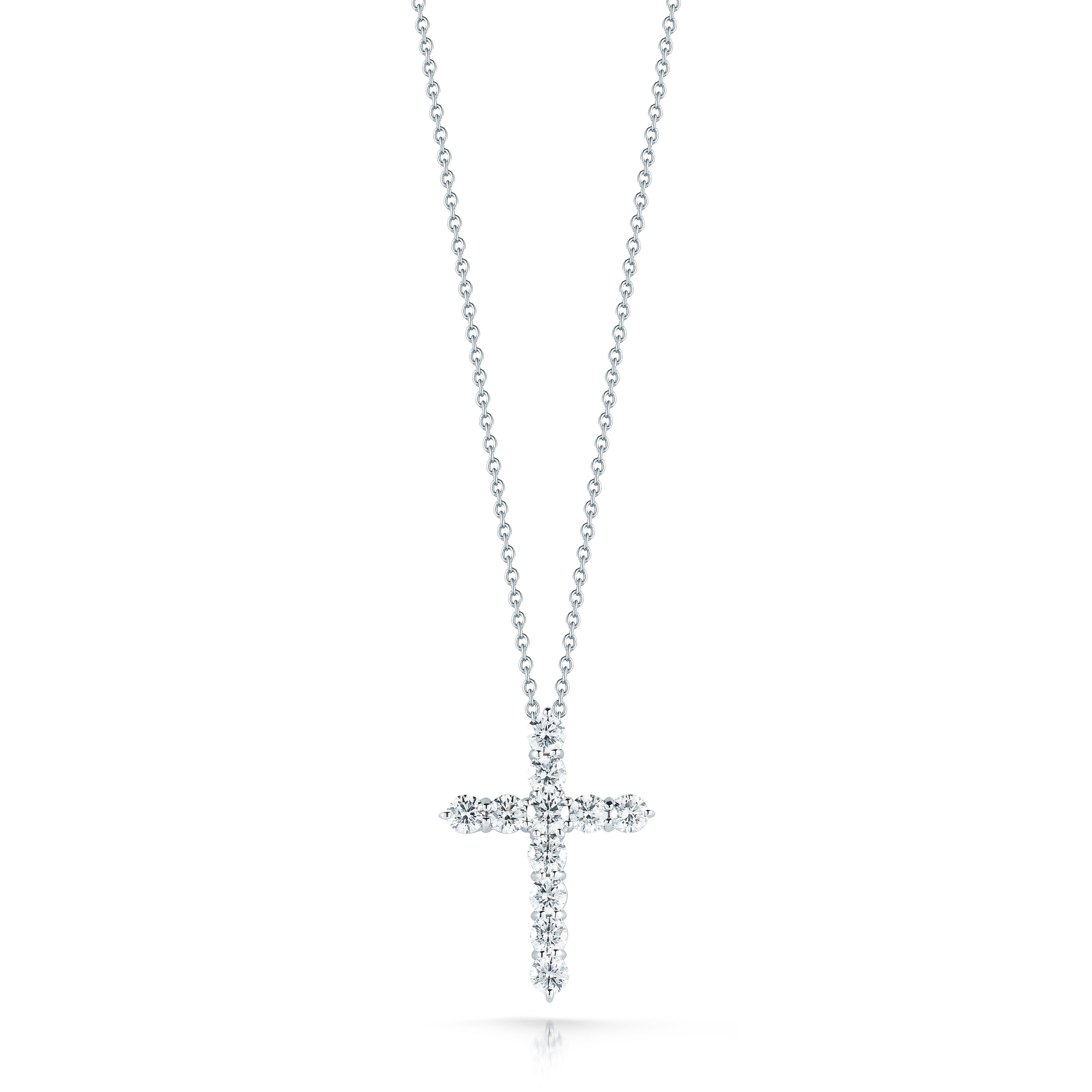 18K WHITE GOLD TINY TREASURES LARGE DIAMOND CROSS NECKLACE