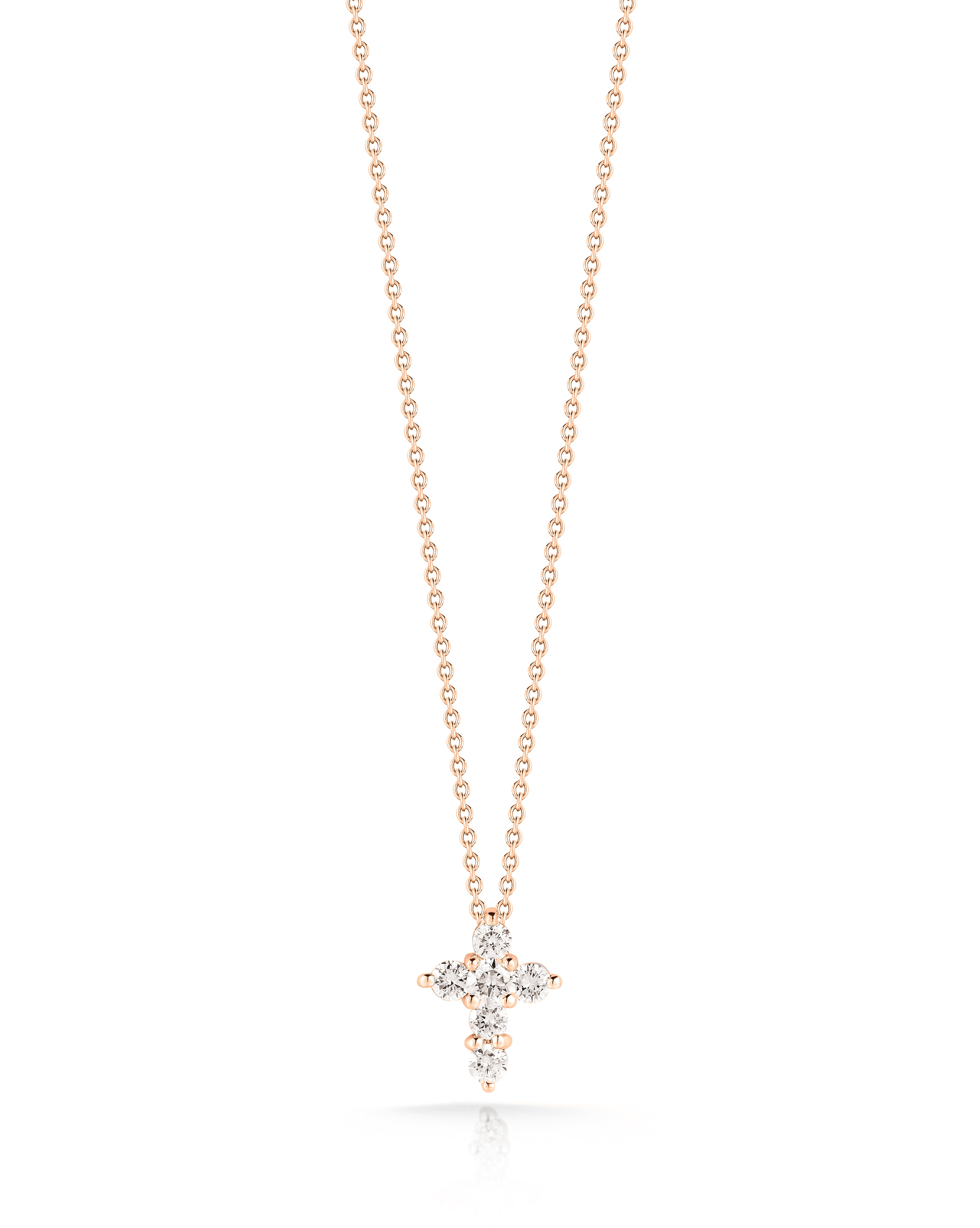 18K ROSE GOLD TINY TREASURES MINI DIAMOND CROSS NECKLACE