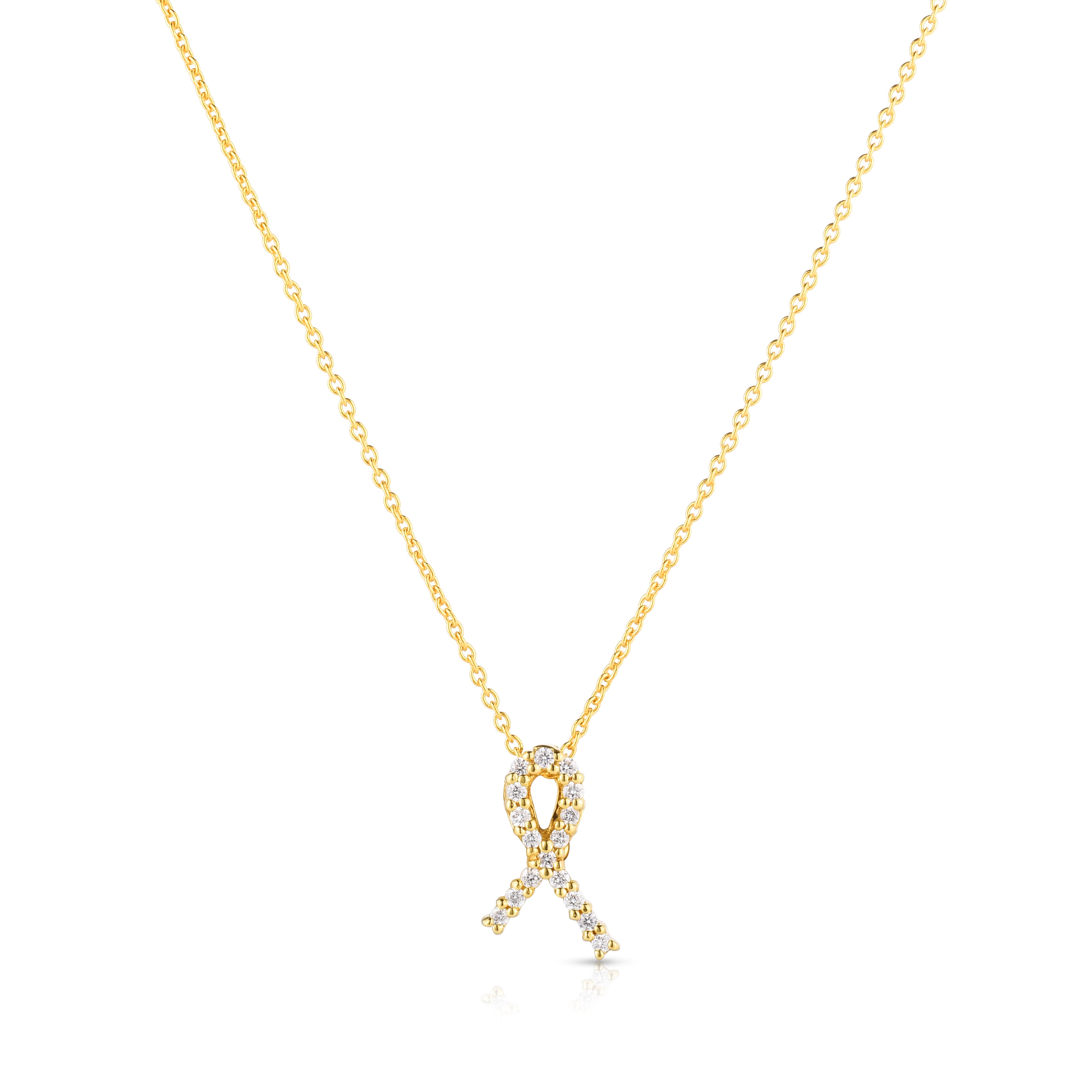 18K YELLOW GOLD TINY TREASURES DIAMOND RIBBON OF HOPE NECKLACE