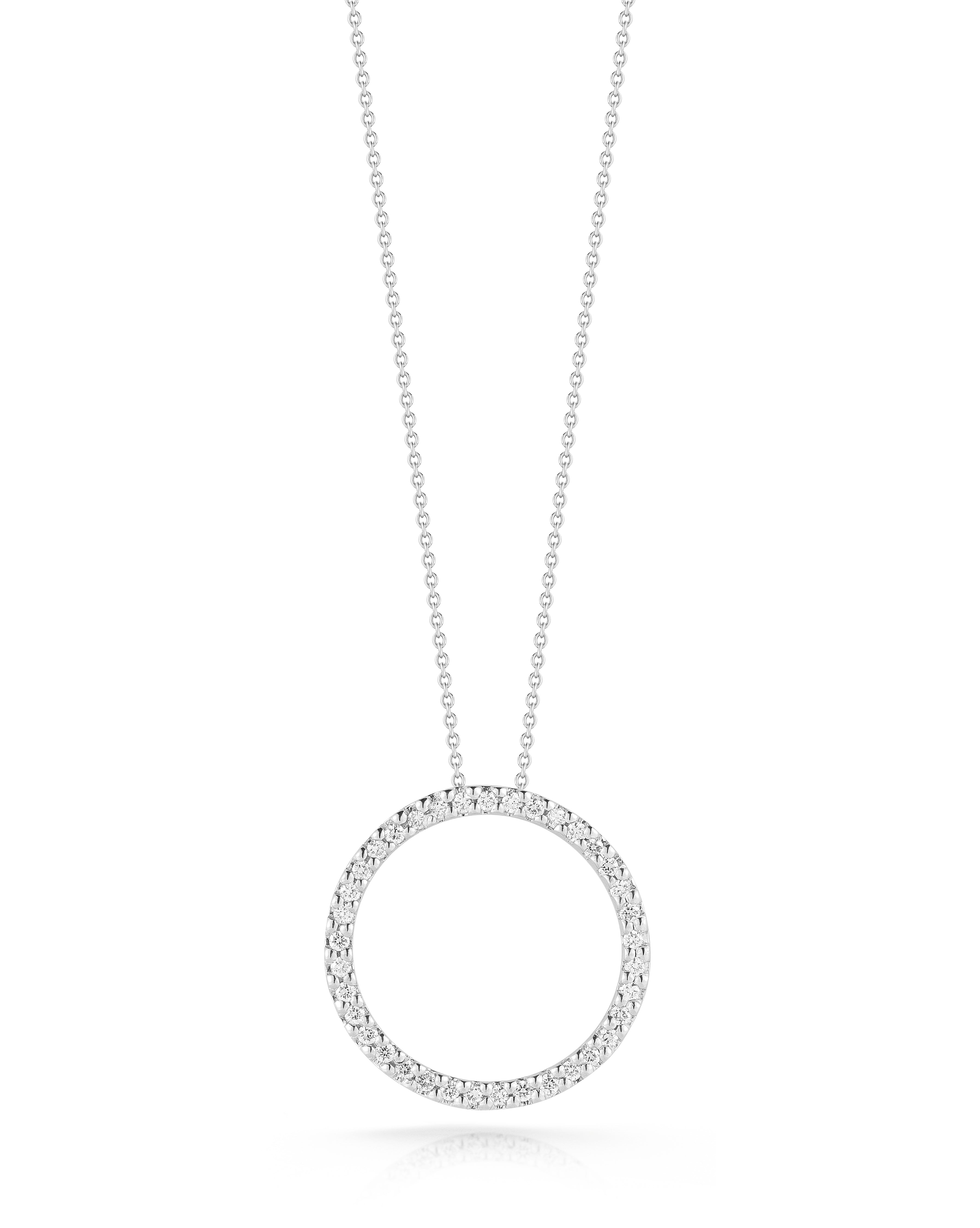 18K WHITE GOLD TINY TREASURES MEDIUM DIAMOND CIRCLE NECKLACE