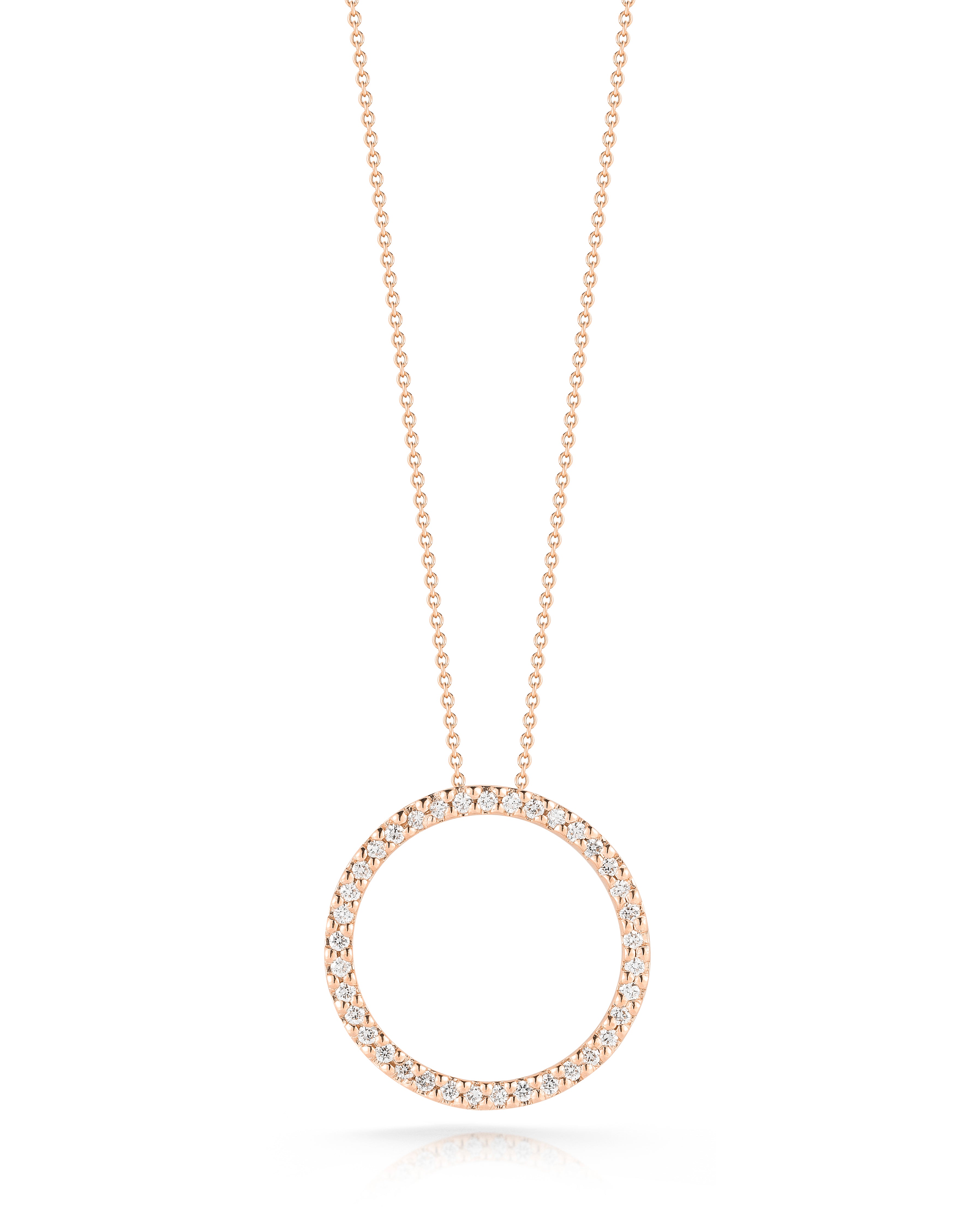 18K ROSE GOLD TINY TREASURES MEDIUM DIAMOND CIRCLE NECKLACE