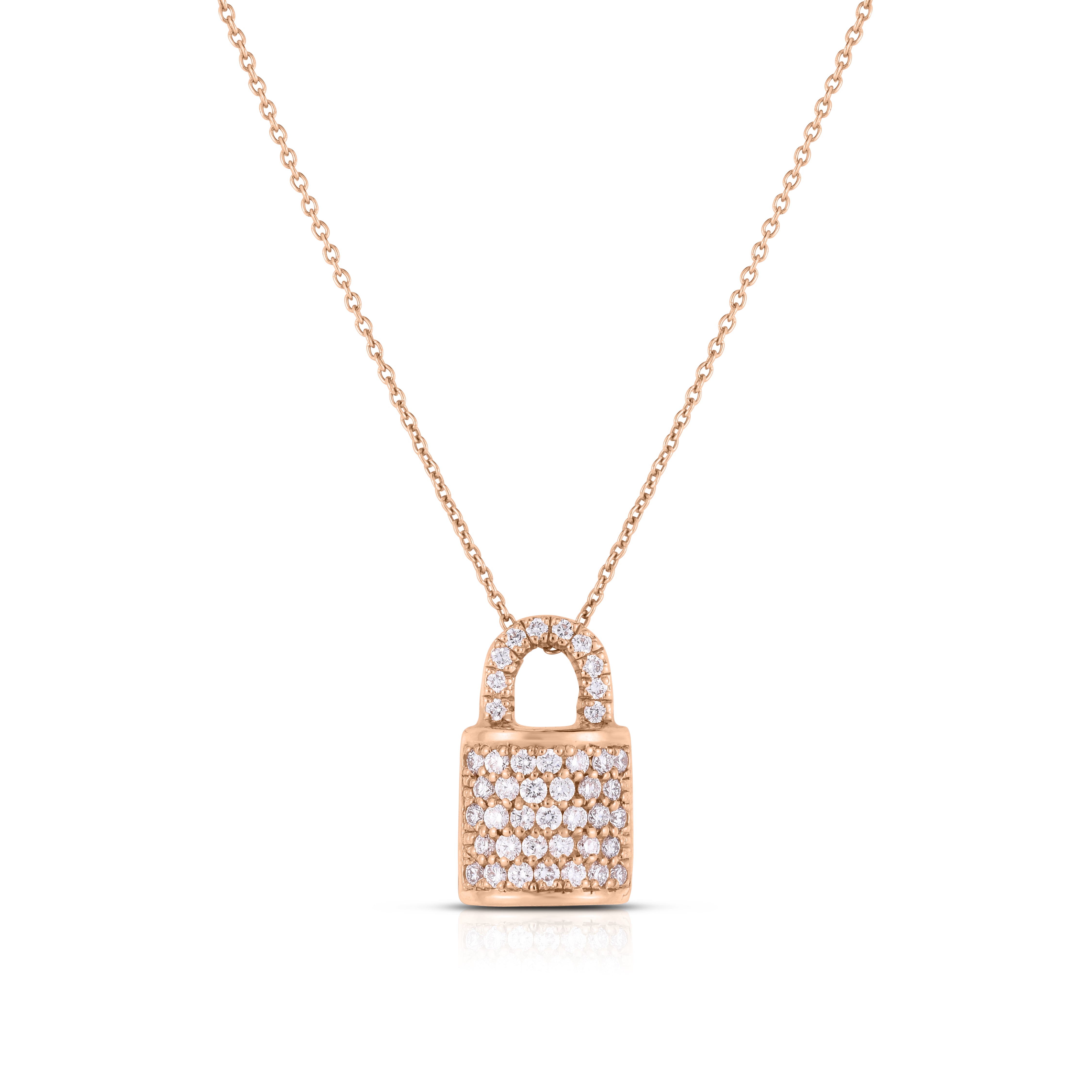 18K ROSE GOLD TINY TREASURES DIAMOND LOCK NECKLACE