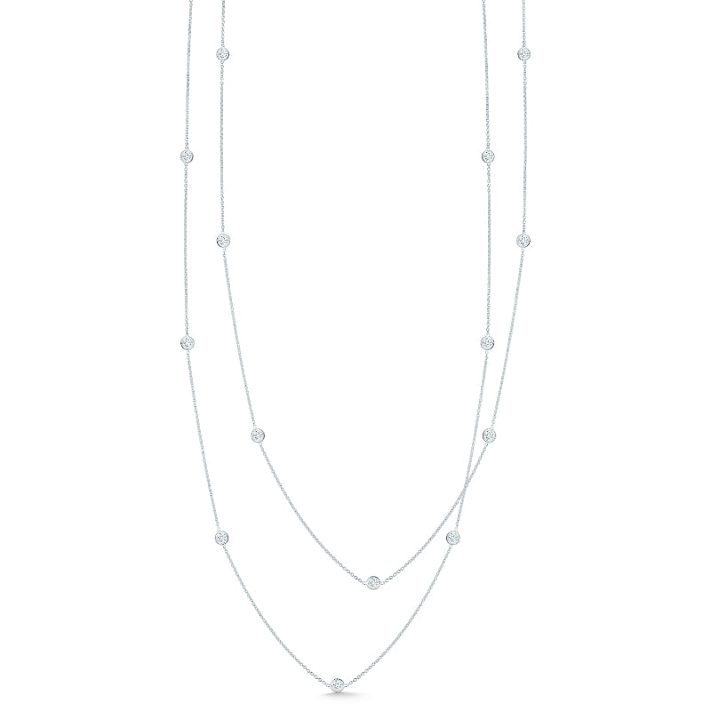18K WHITE GOLD DIAMONDS BY THE INCH 15 STATION 36 INCH NECKLACE