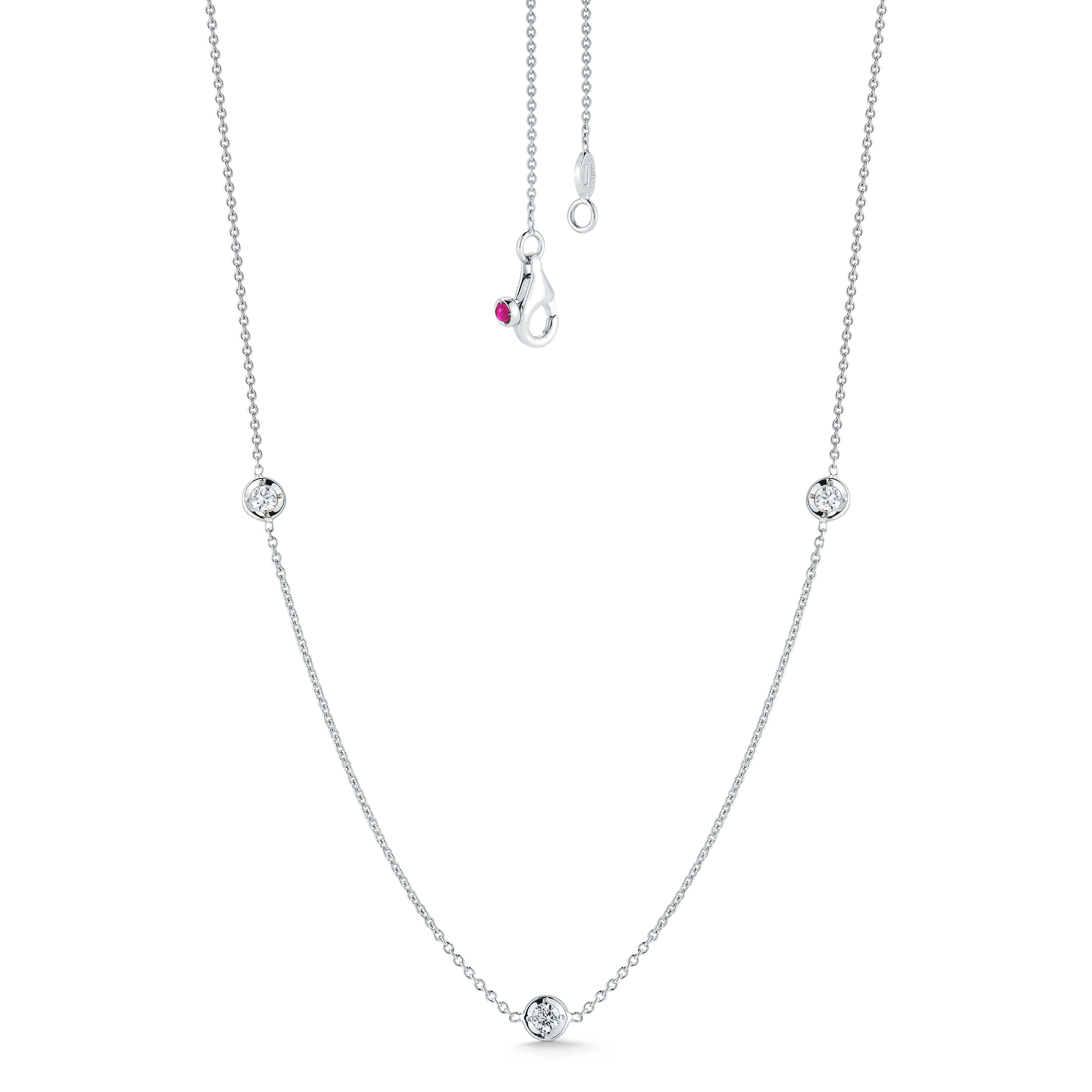 18K WHITE GOLD DIAMONDS BY THE INCH THREE STATION NECKLACE