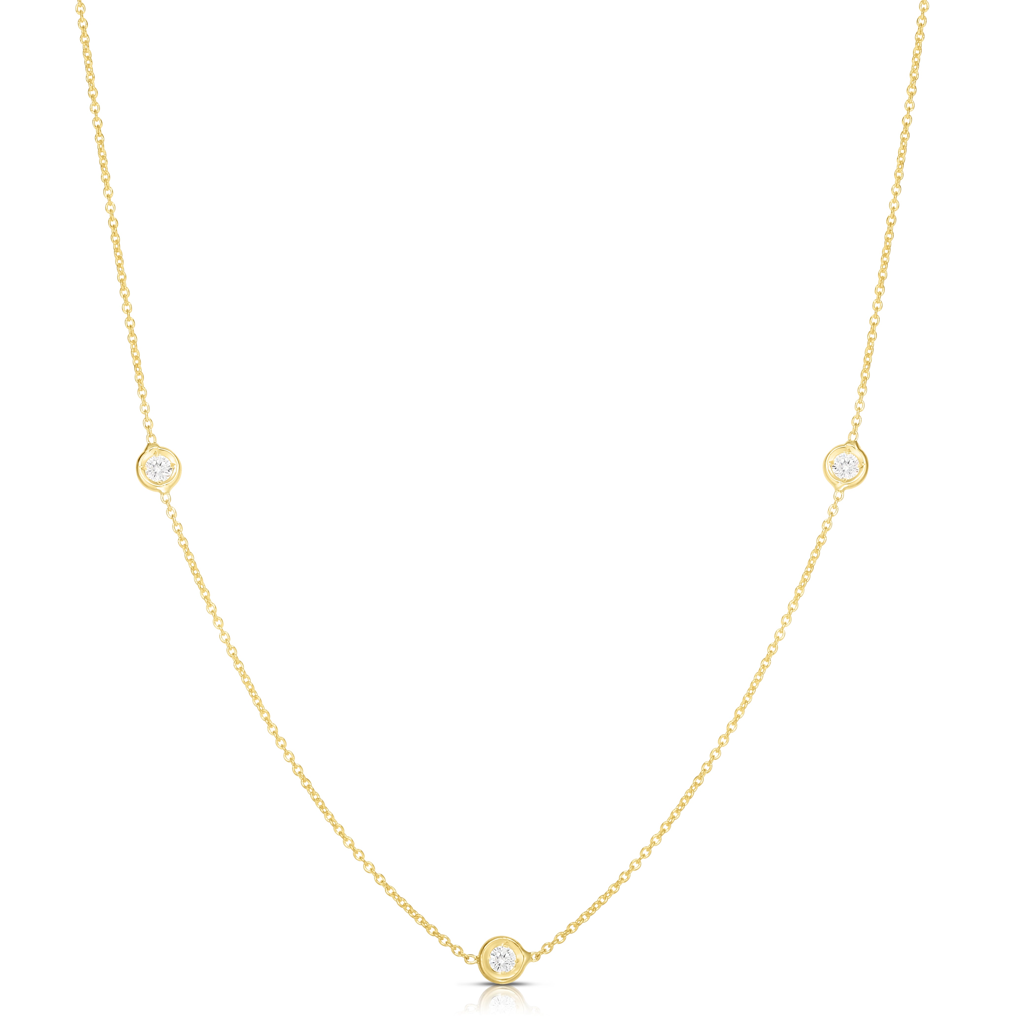 18K YELLOW GOLD DIAMONDS BY THE INCH THREE STATION NECKLACE