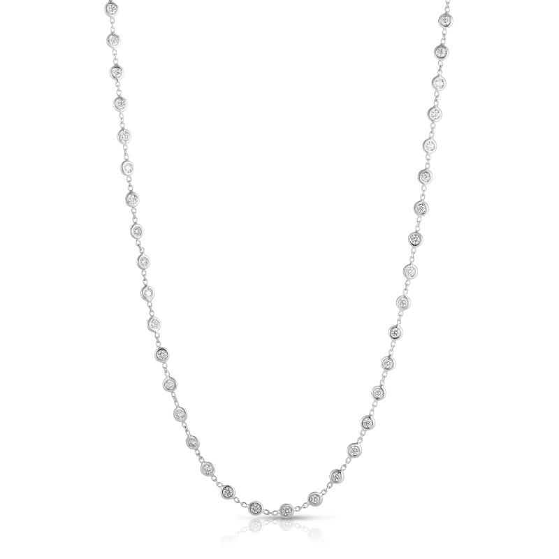 18K WHITE GOLD DIAMONDS BY THE INCH CONTINUOUS STATION NECKLACE